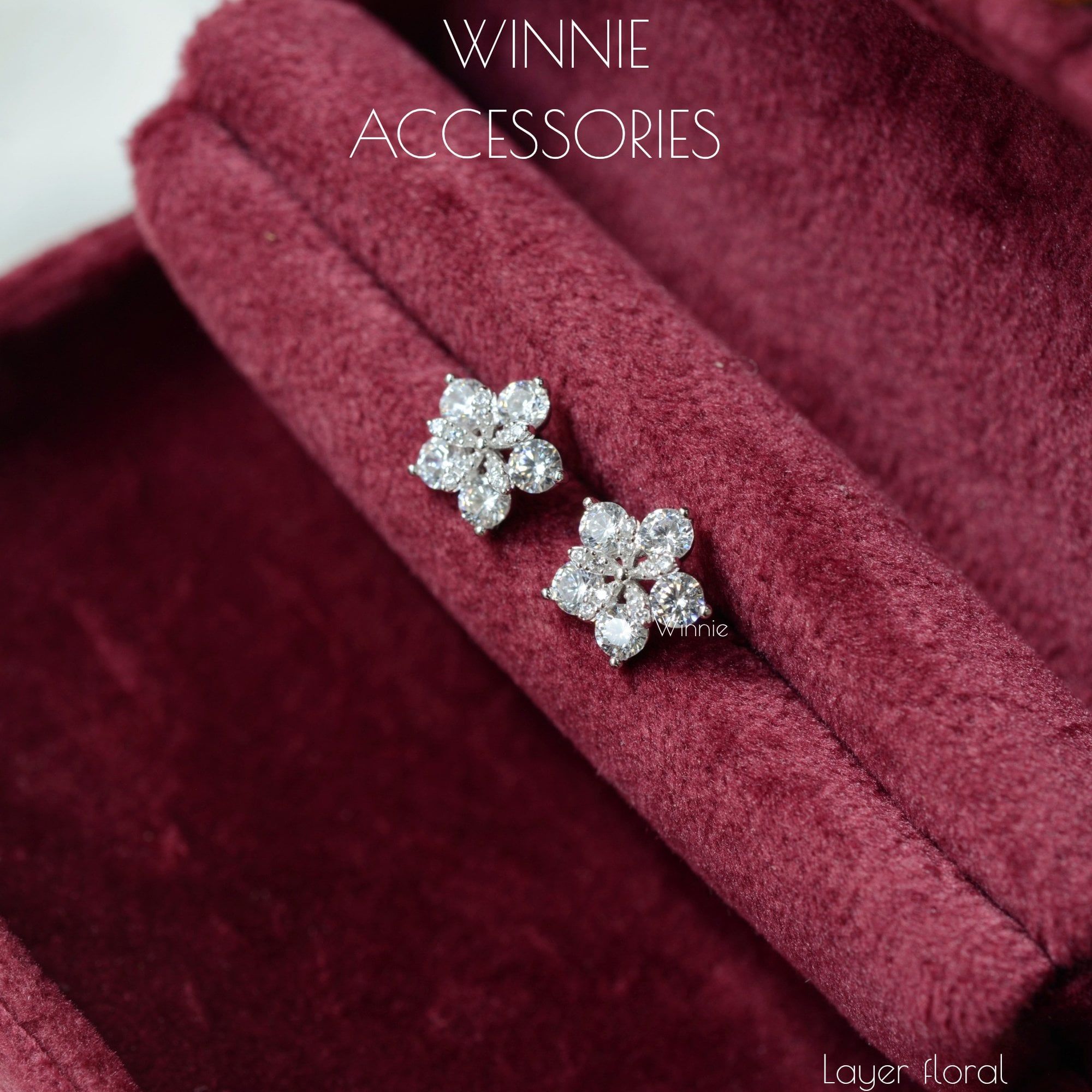  Hoa tai Bạc S925 Layer floral (Đã xi bạch kim) 