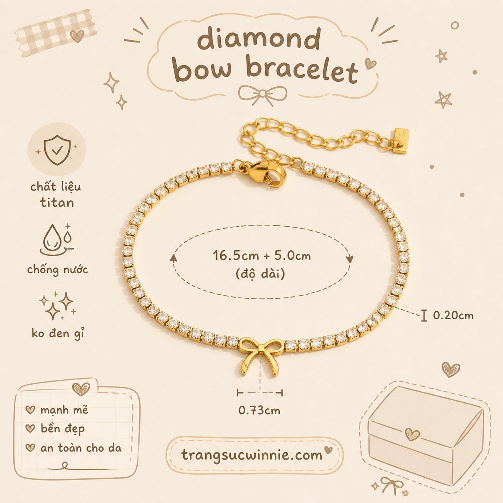  Lắc tay Titan Diamond bow 
