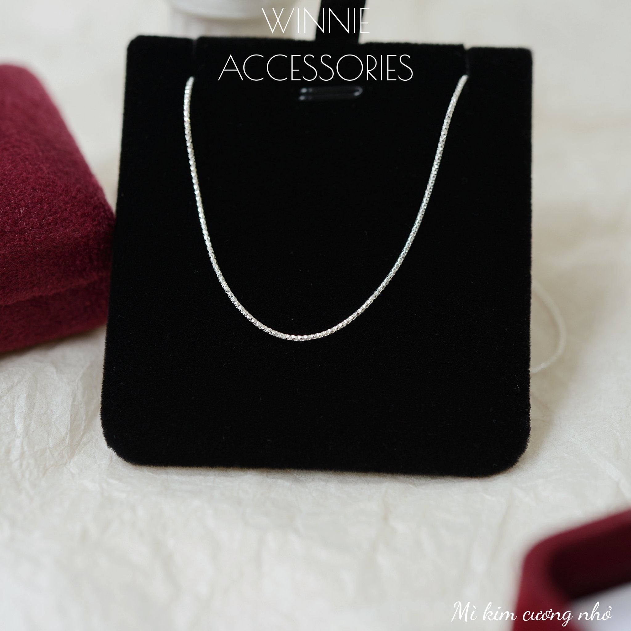 Dây chuyền Bạc S925 Mì kim cương nhỏ 