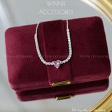  Lắc tay Bạc S925 Dây rút Tim hồng 