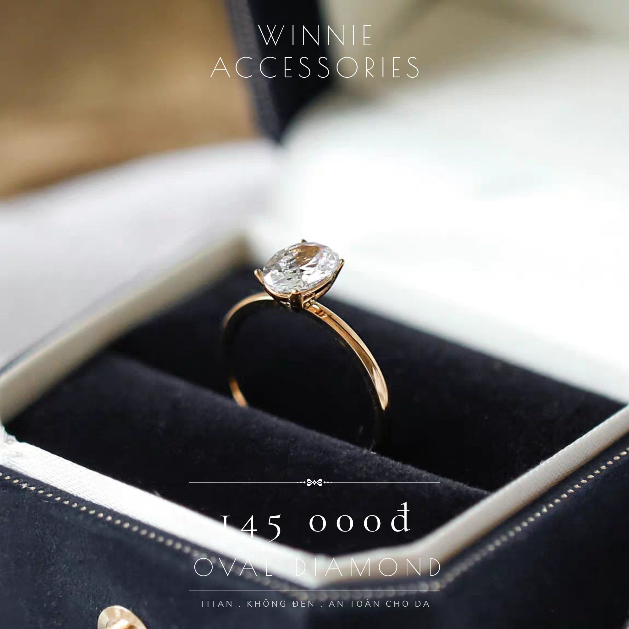  Nhẫn titan Oval Diamond 