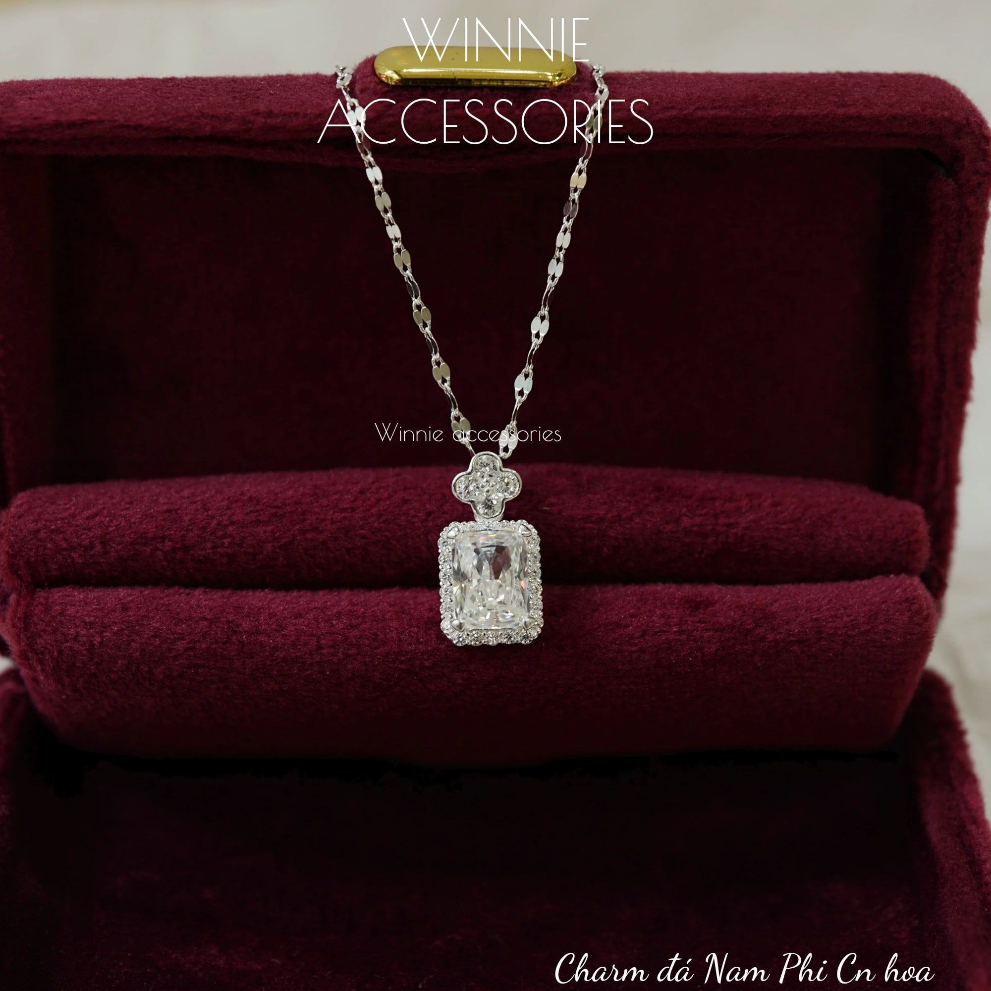  Charm Dây chuyền Bạc S925 Đá Nam Phi Cn Hoa (không kèm dây) 