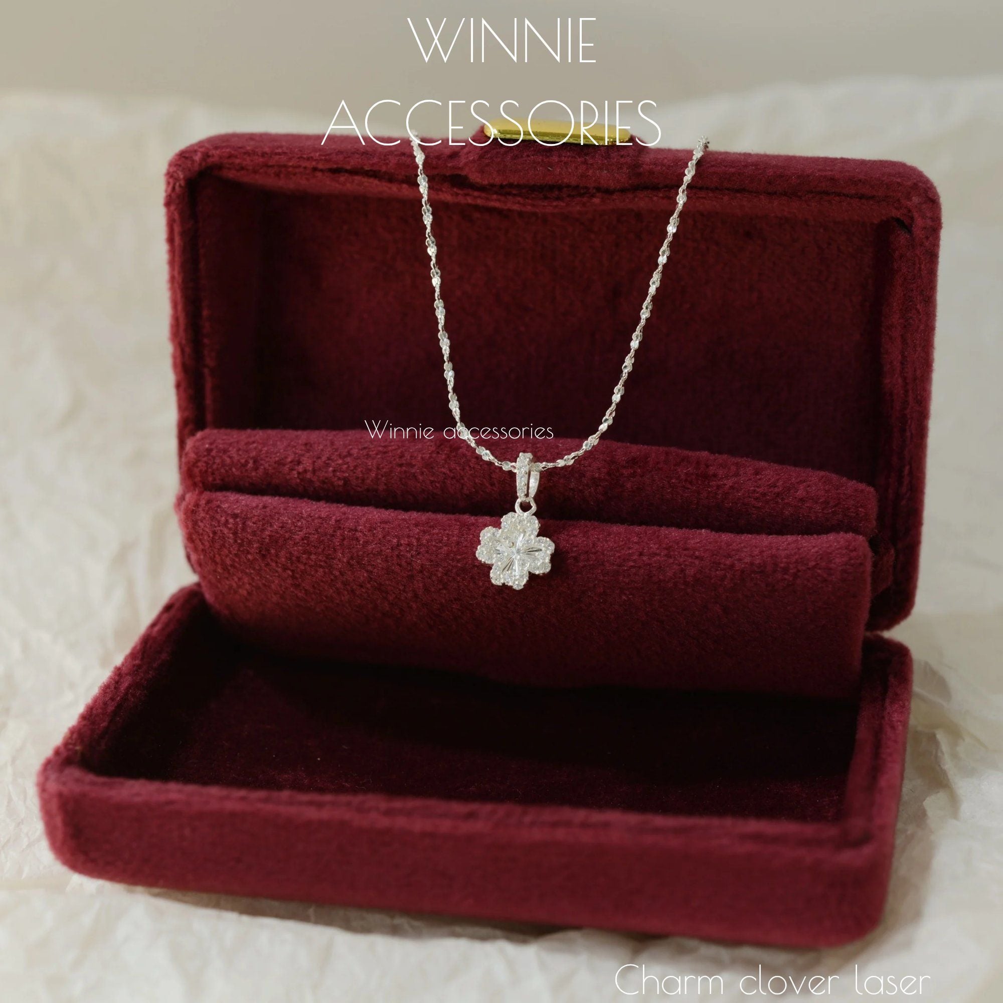  Charm Dây chuyền Bạc S925 Clover Laser (Không kèm dây) 