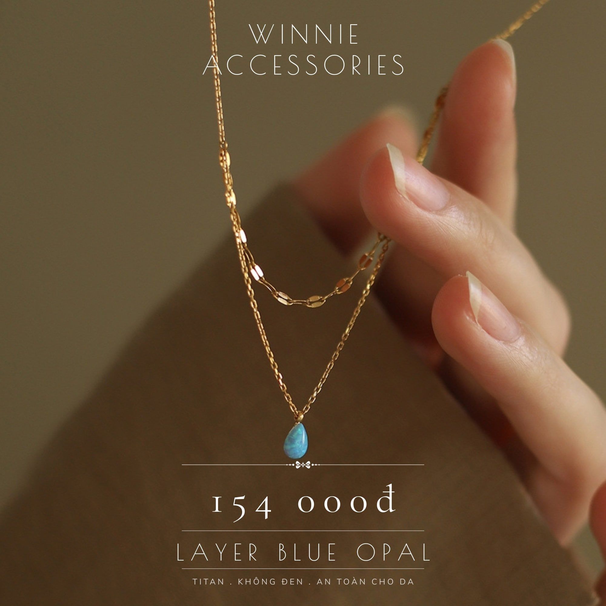  Dây chuyền Titan Layer Blue Opal 