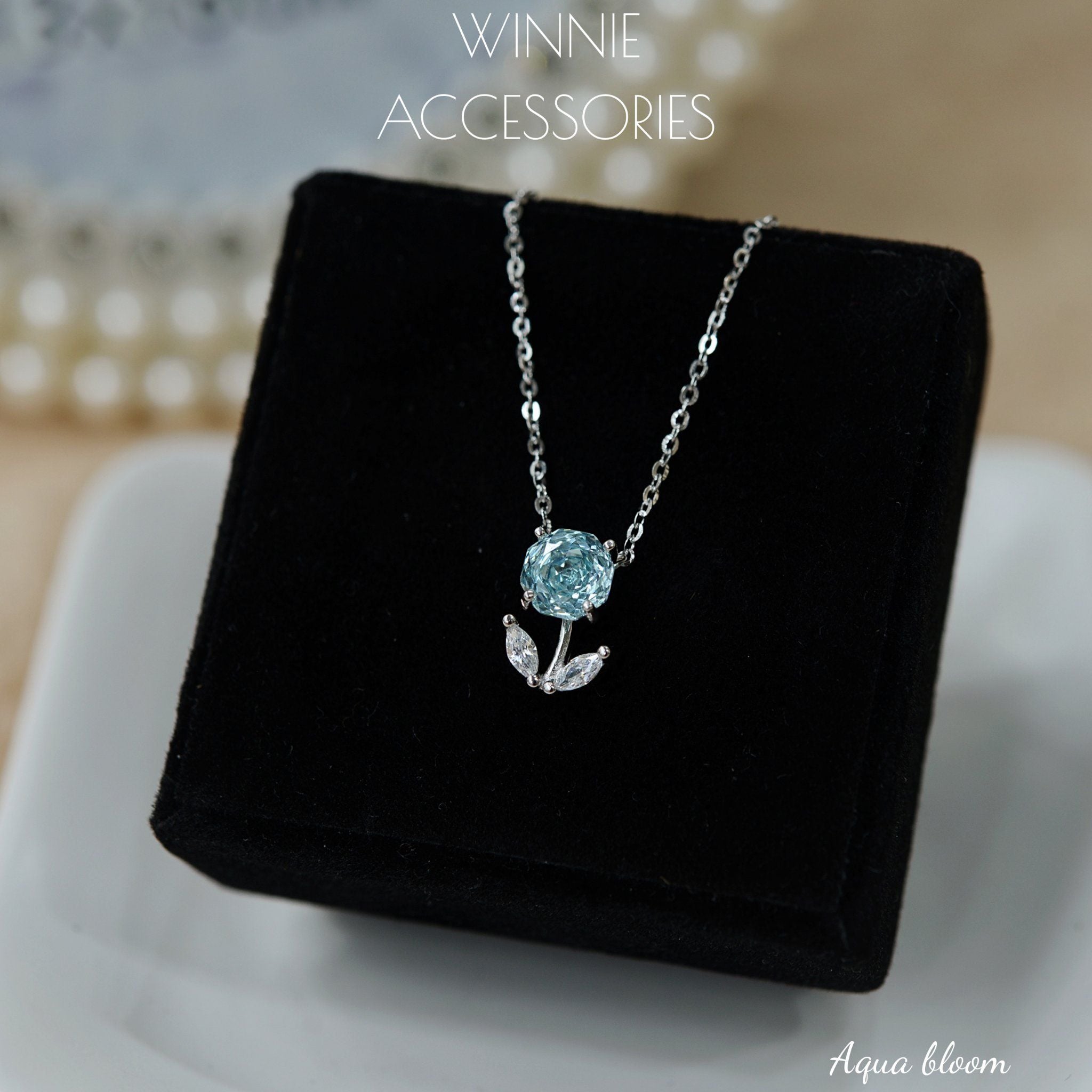  Dây chuyền Bạc S925 Đá Nam Phi Aqua Bloom 