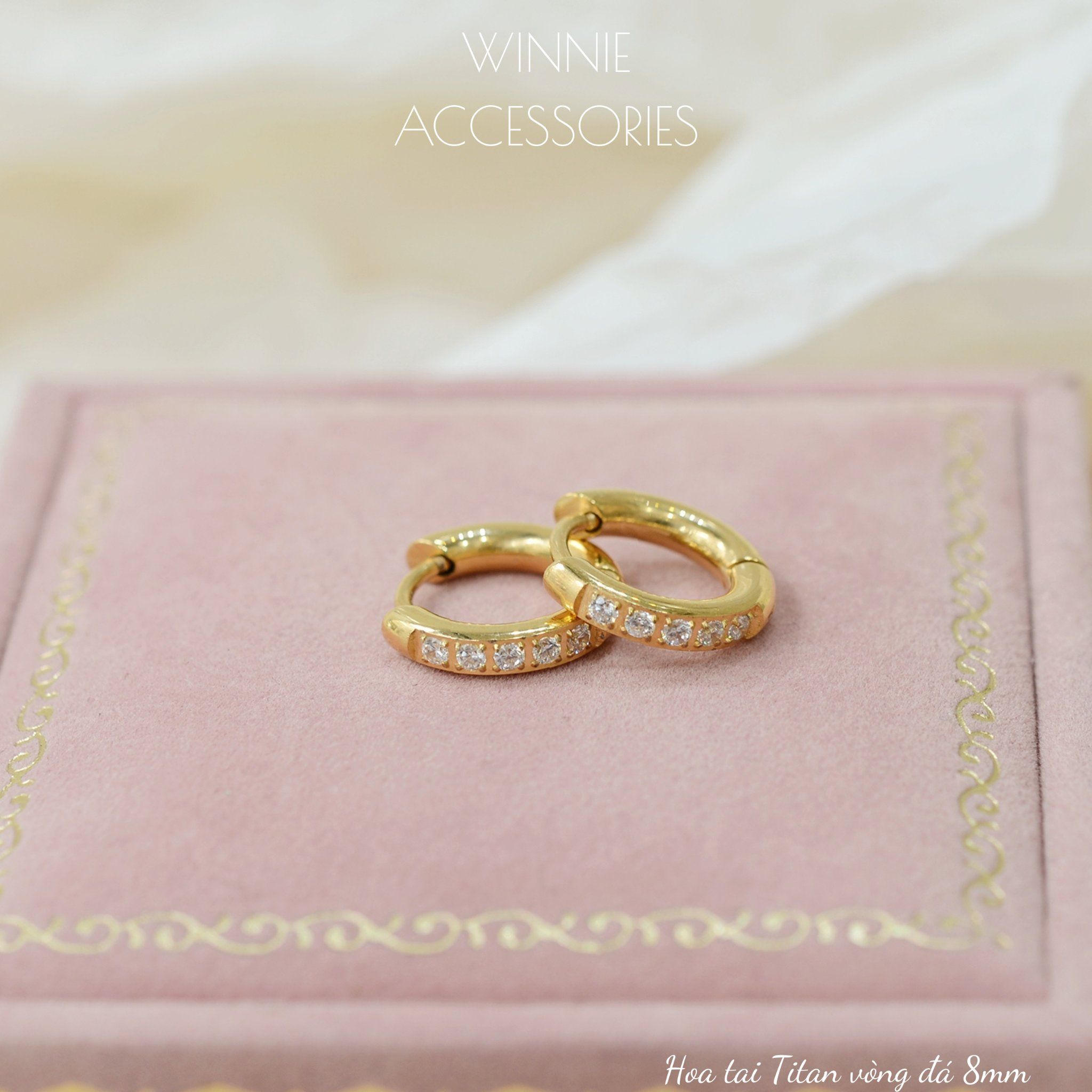  Hoa tai Titan Vòng đá 8mm 