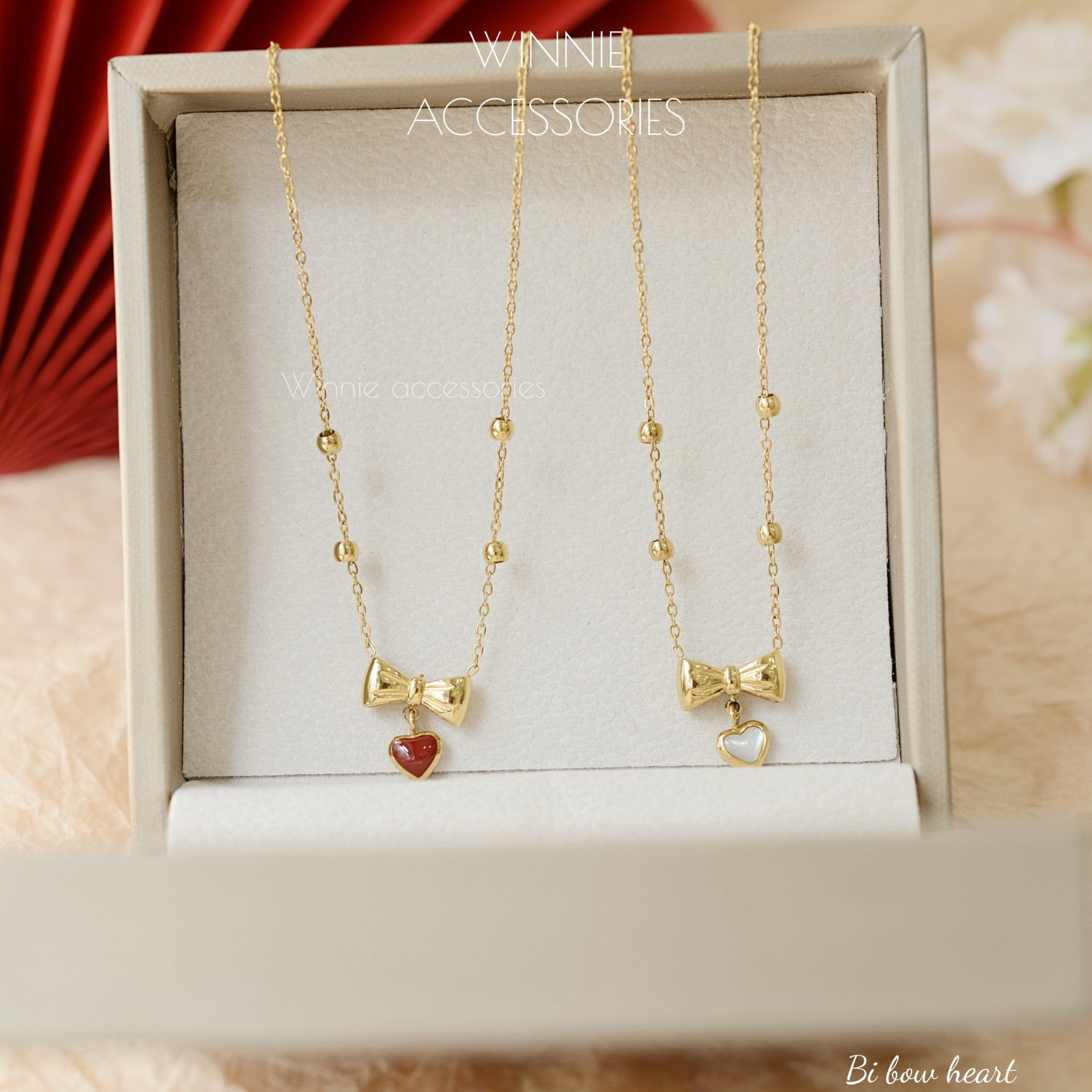  Dây chuyền Titan Bi Bow Heart 
