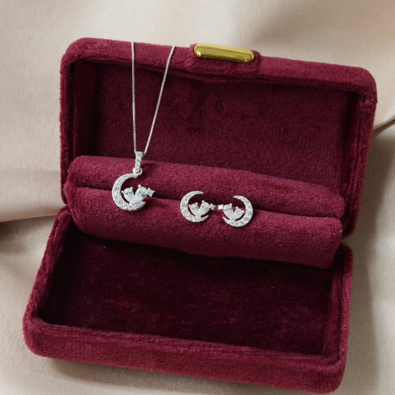  Charm Dây chuyền Bạc S925 Moon heart (không kèm dây) 