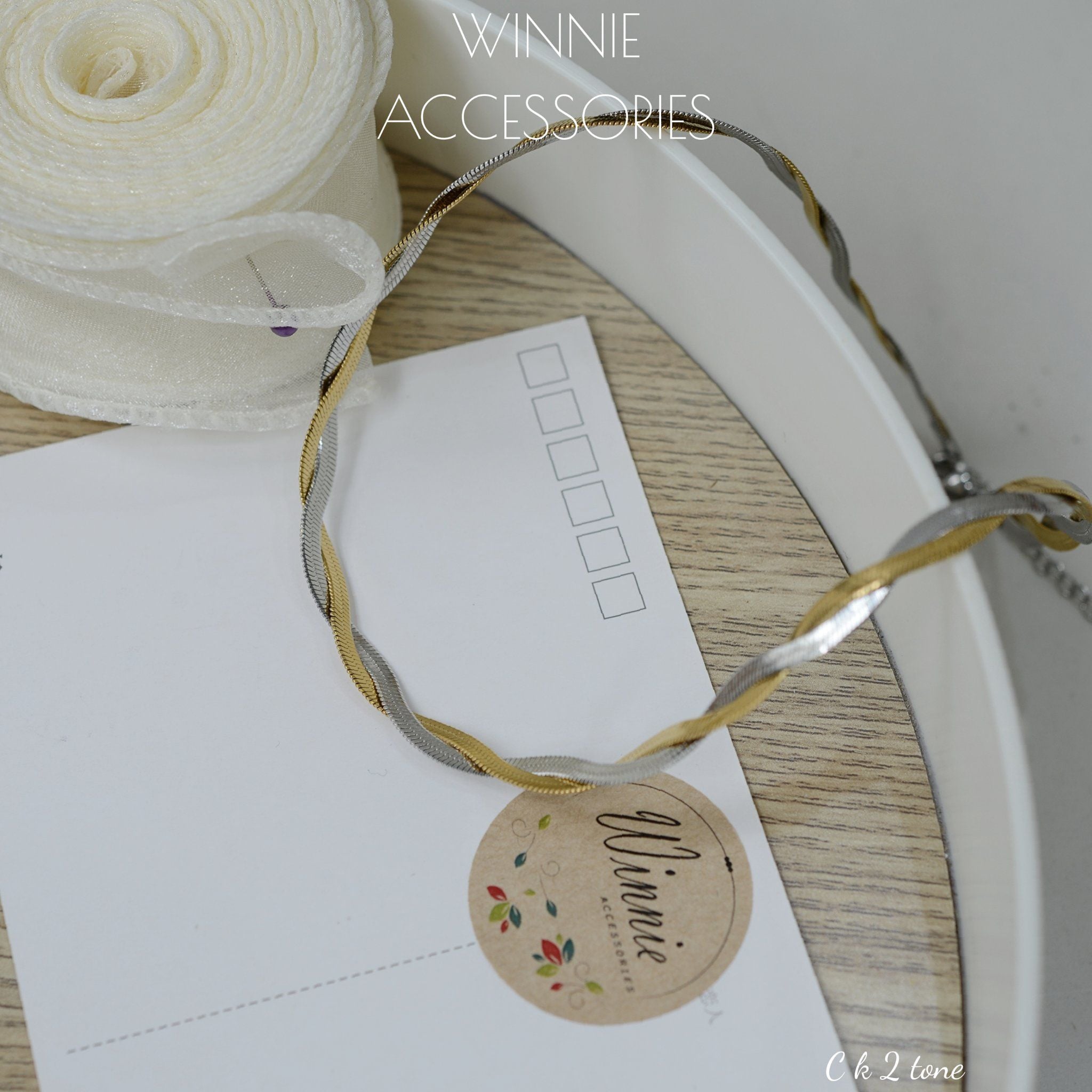  Dây chuyền titan CK 2 tone 