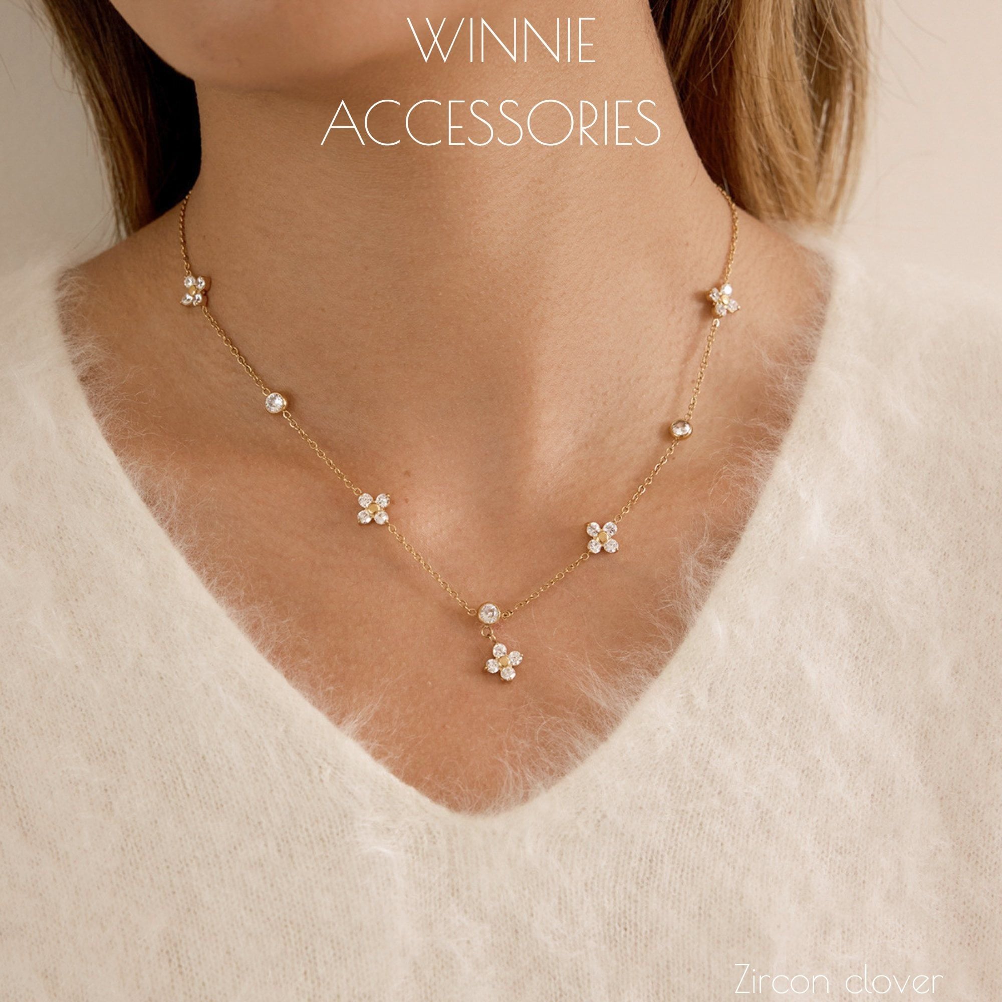  Dây chuyền Titan Zircon Clover 