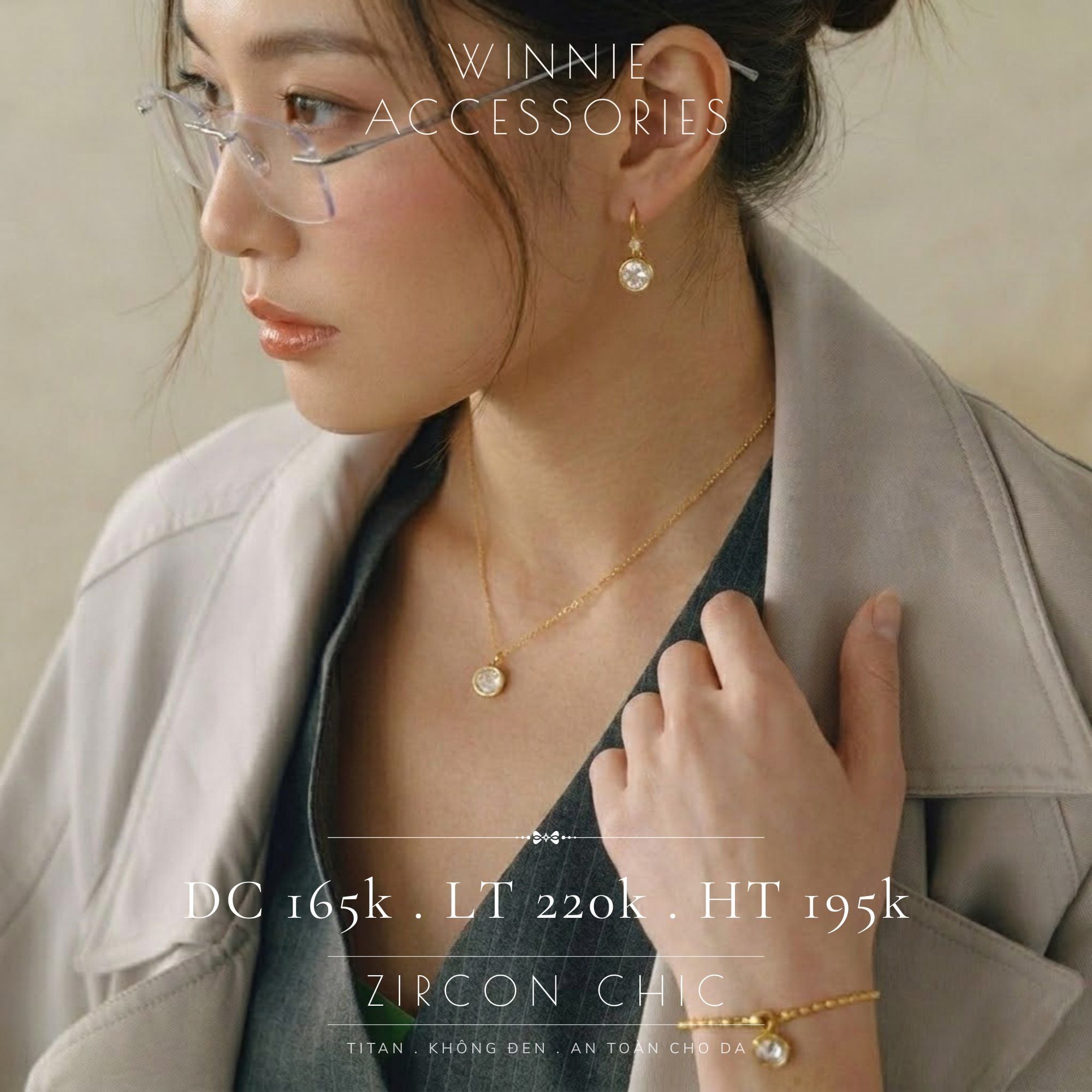  Dây chuyền Titan Zircon chic 