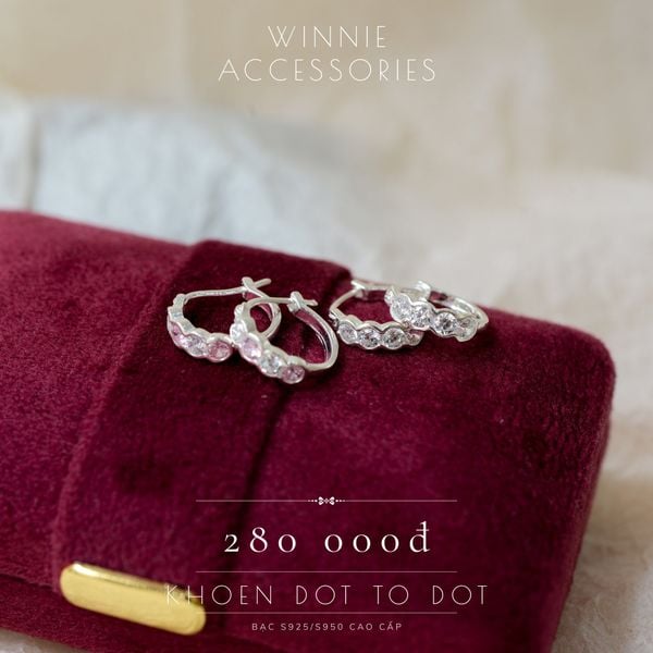  Hoa tai Bạc S925 Khoen Dot to dot 