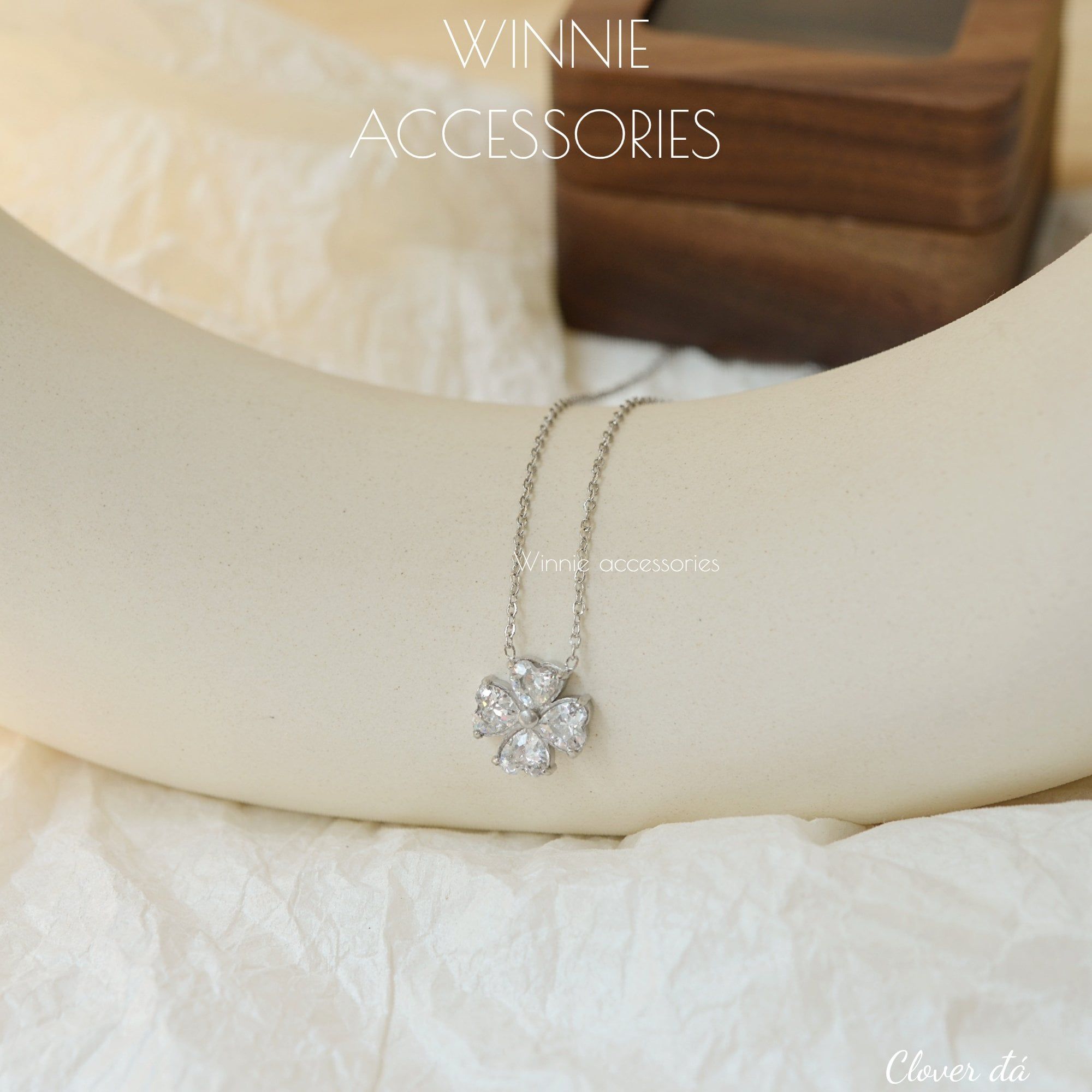  Dây chuyền Titan Clover đá 