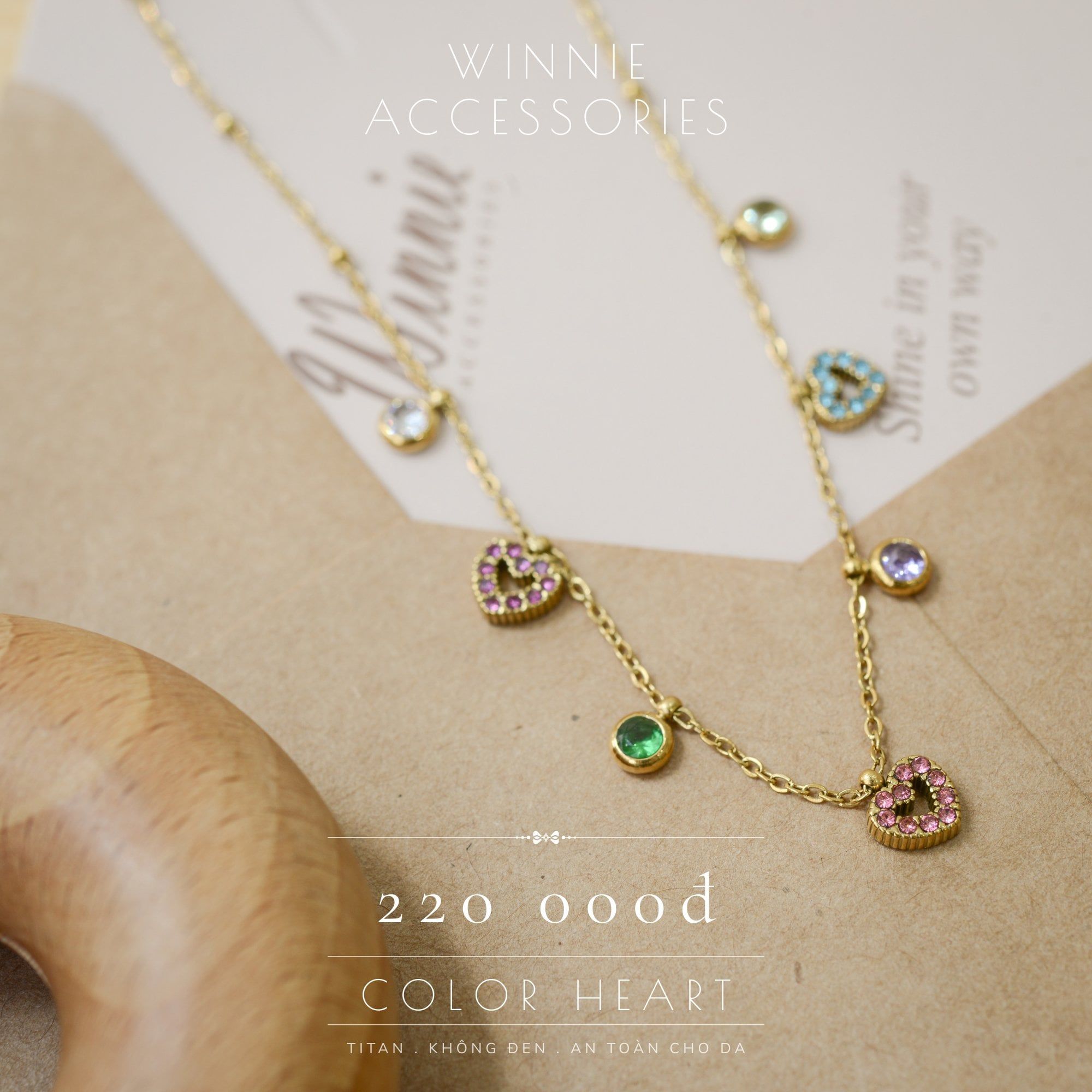  Dây chuyền Titan Color heart 