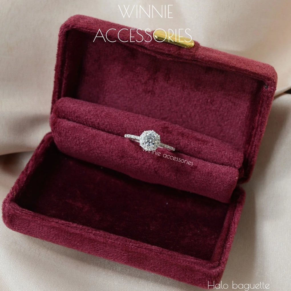  Nhẫn Bạc S925 Halo Baguette 