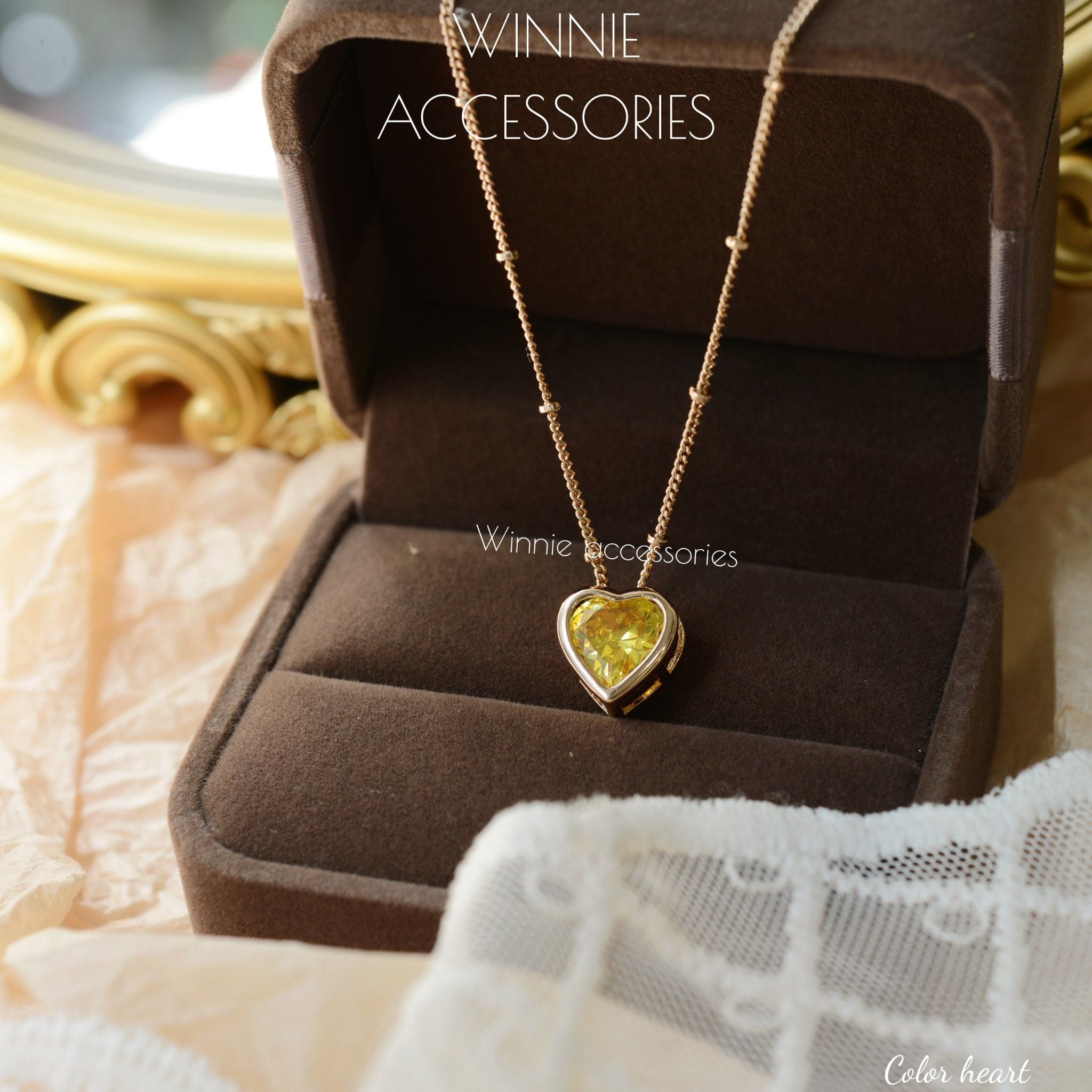  Dây chuyền titan Color heart Vàng 
