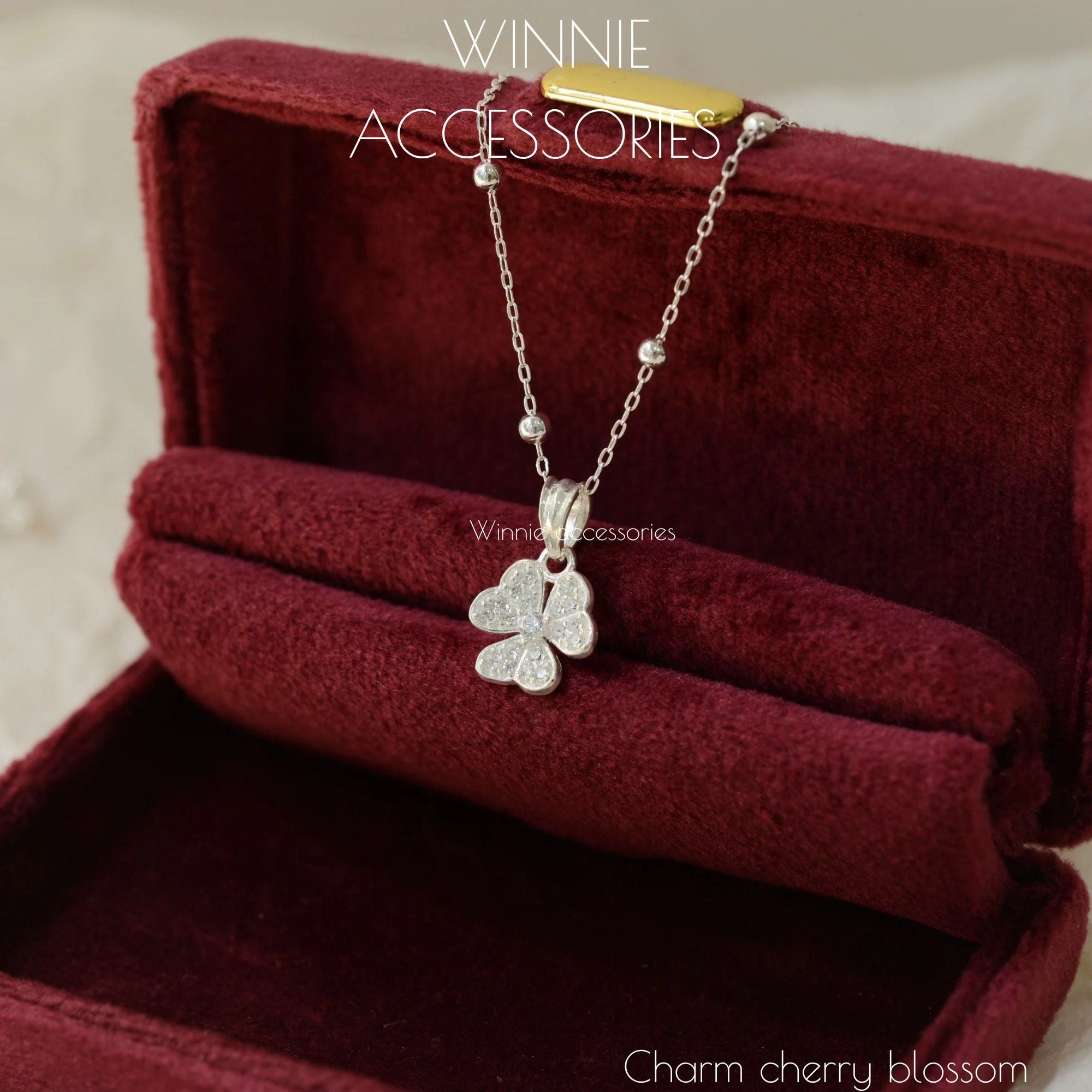  Charm Dây chuyền Bạc S925 Cherry Blossom (không kèm dây) 