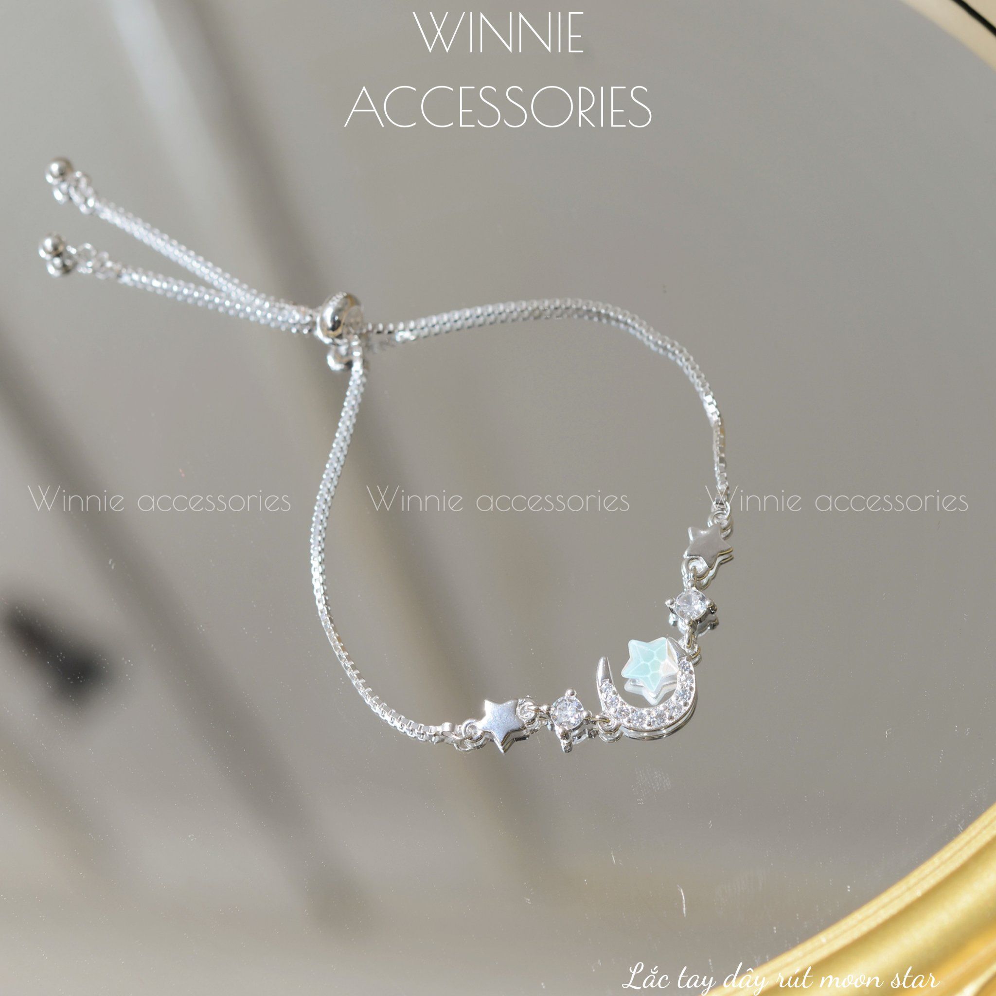  Lắc tay Bạc S925 Dây rút Moon Star 