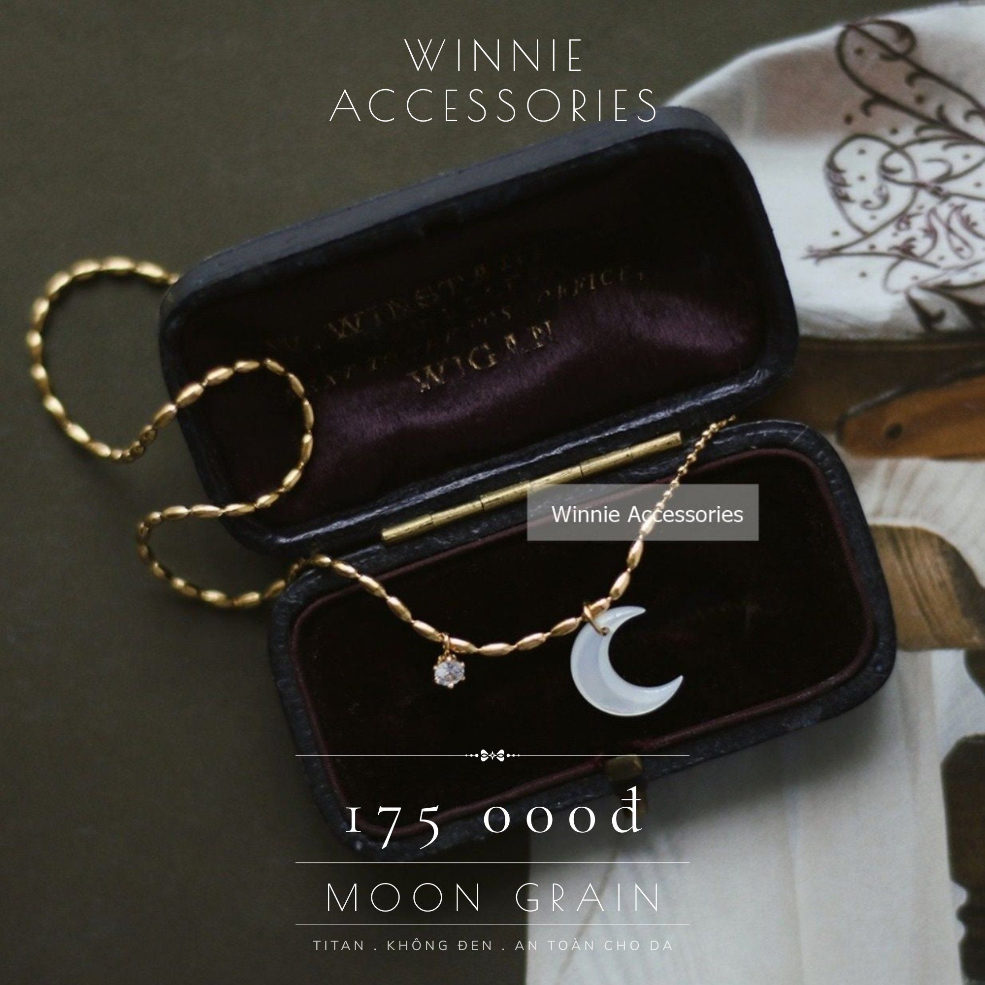  Dây chuyền titan Moon grain 