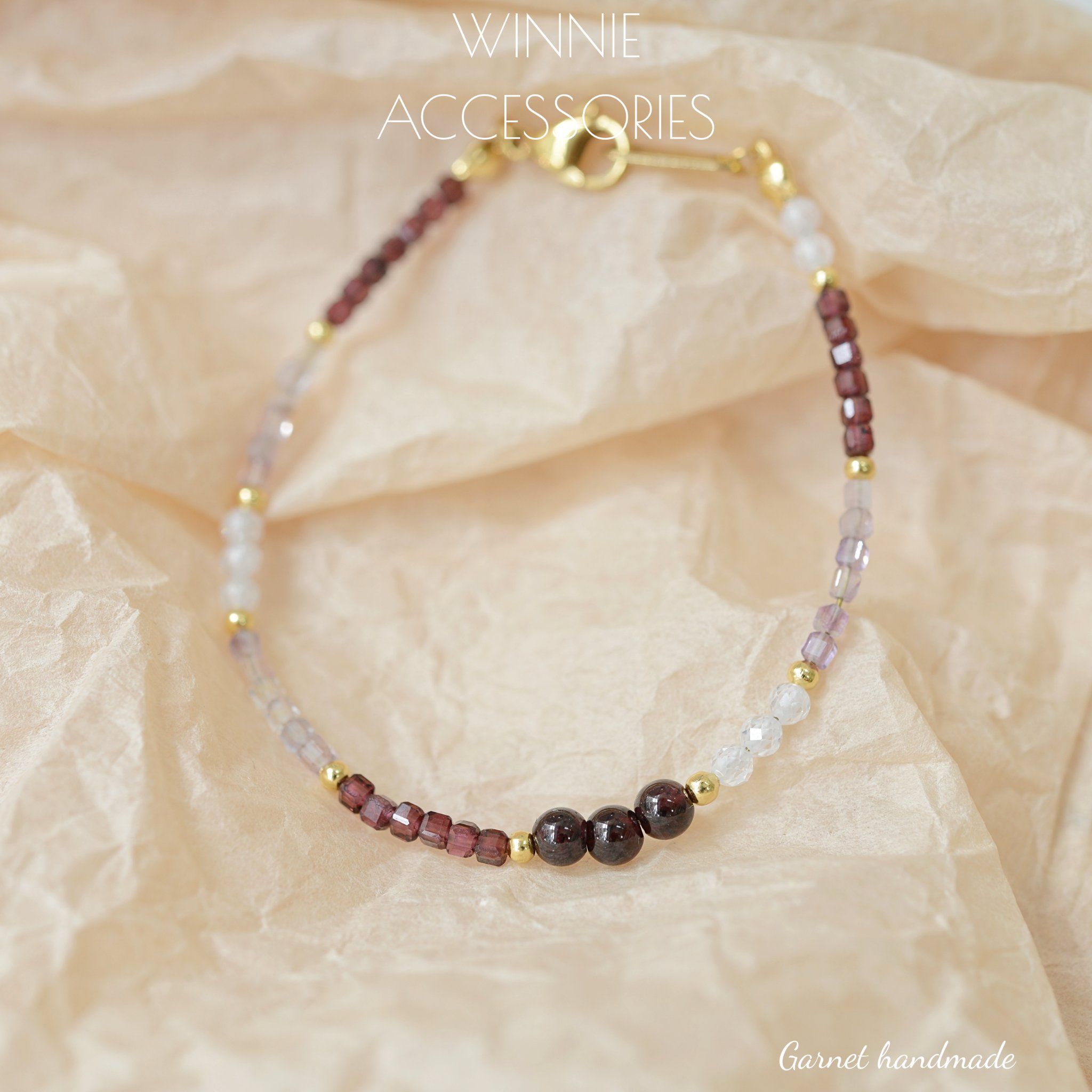  Lắc tay Titan Đá Garnet handmade 