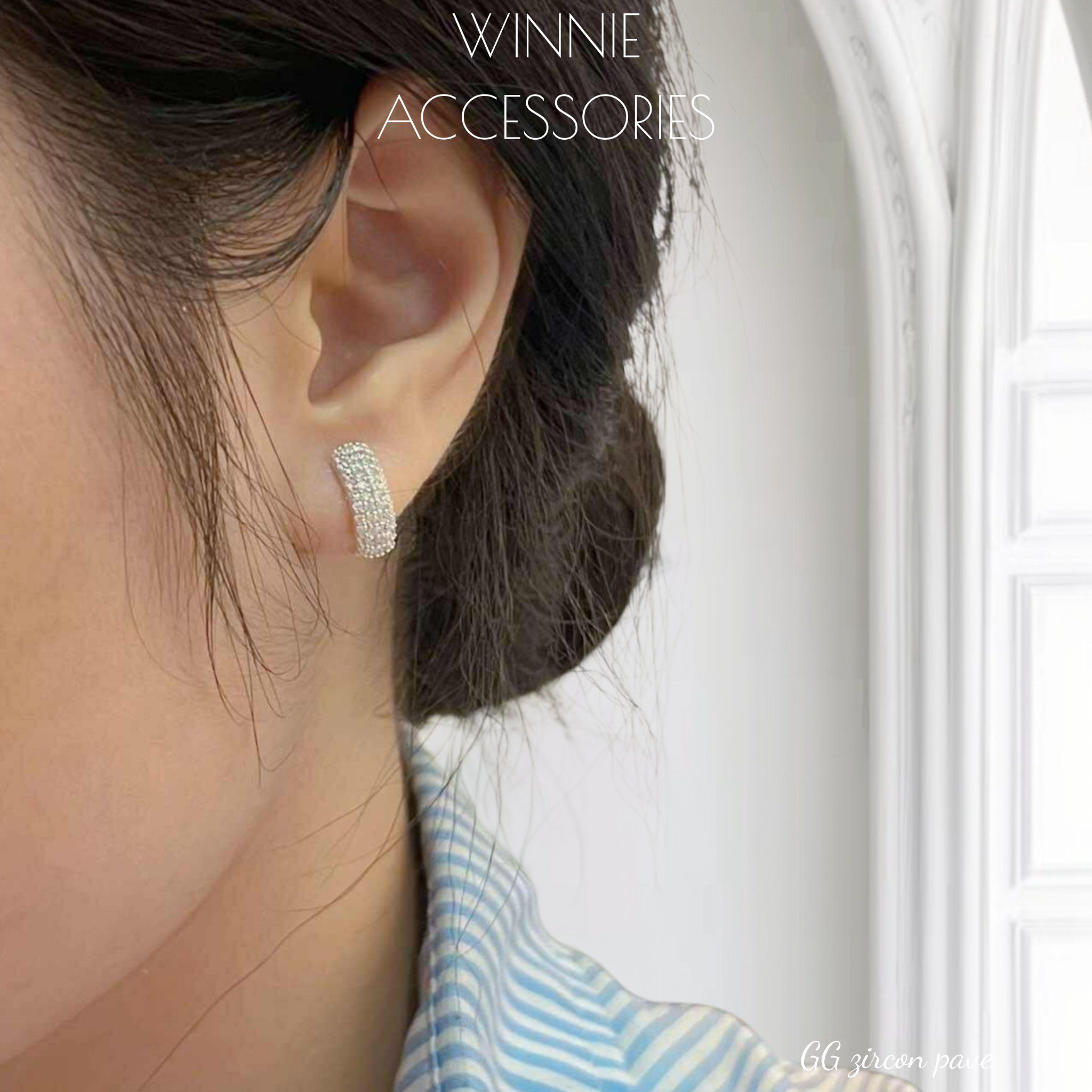  Hoa tai Bạc S925 GG Zircon Pave 