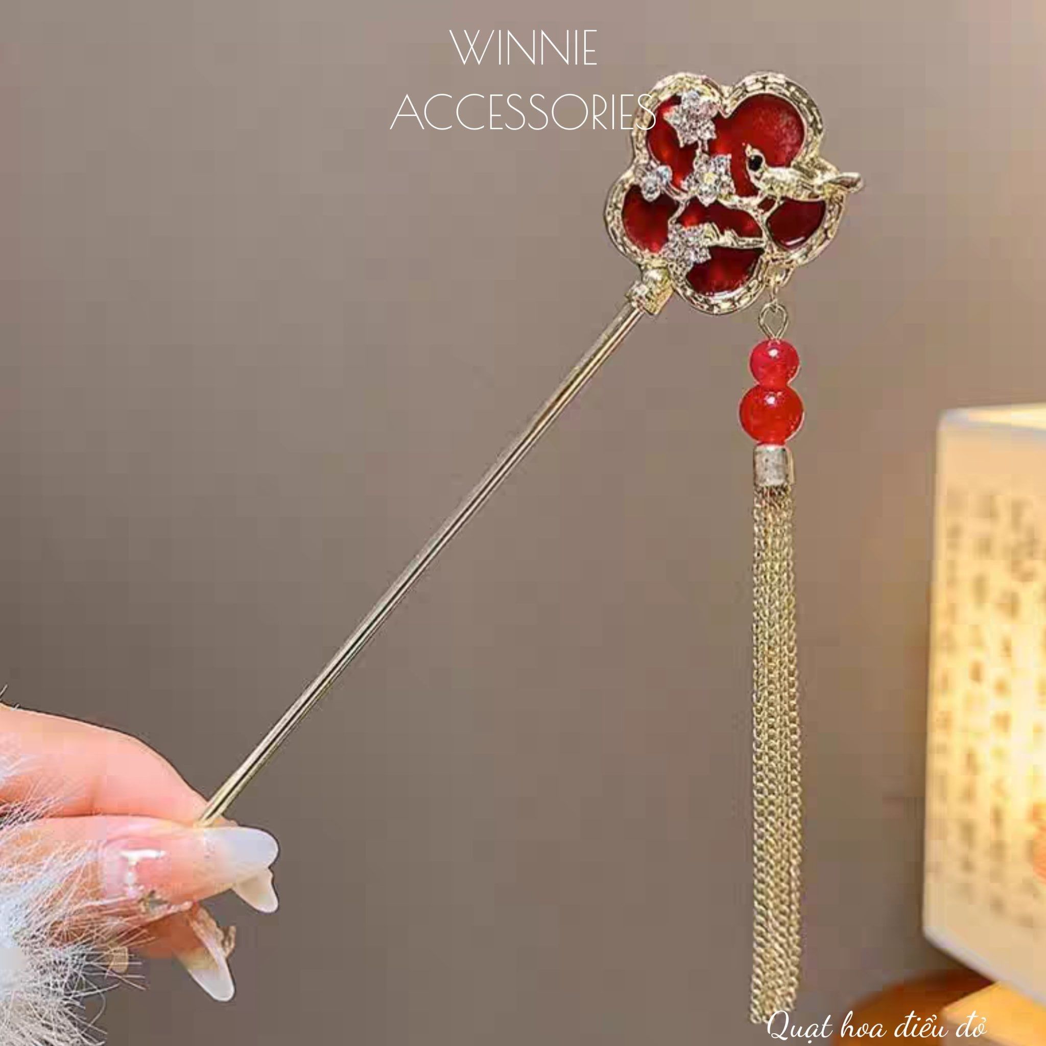  Trâm Quạt Hoa Điểu Đỏ 