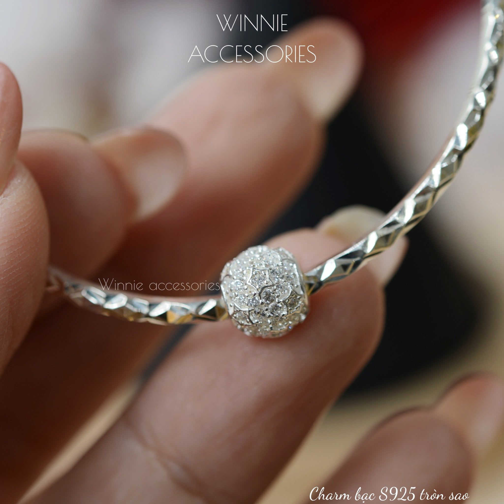  Charm Bạc S925 Tròn Sao 