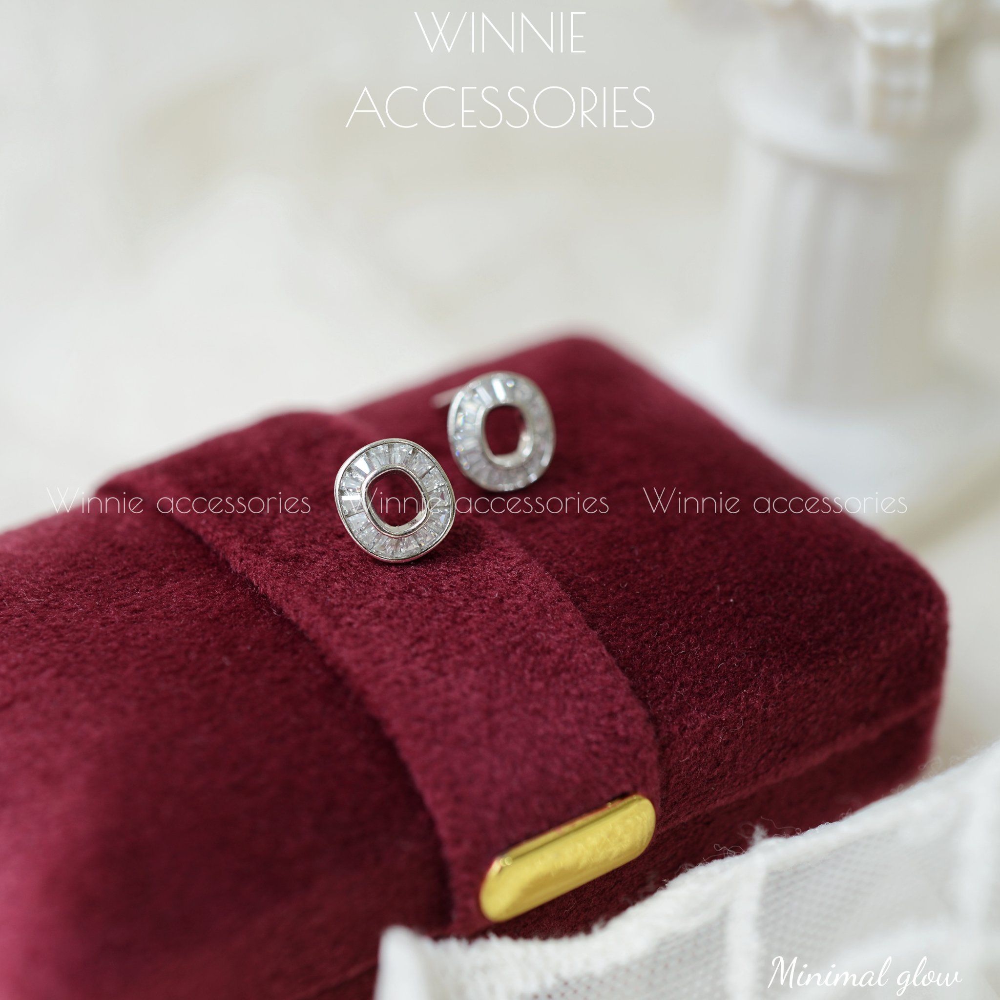  Hoa tai Bạc S925 Minimal glow (Đã xi kim) 