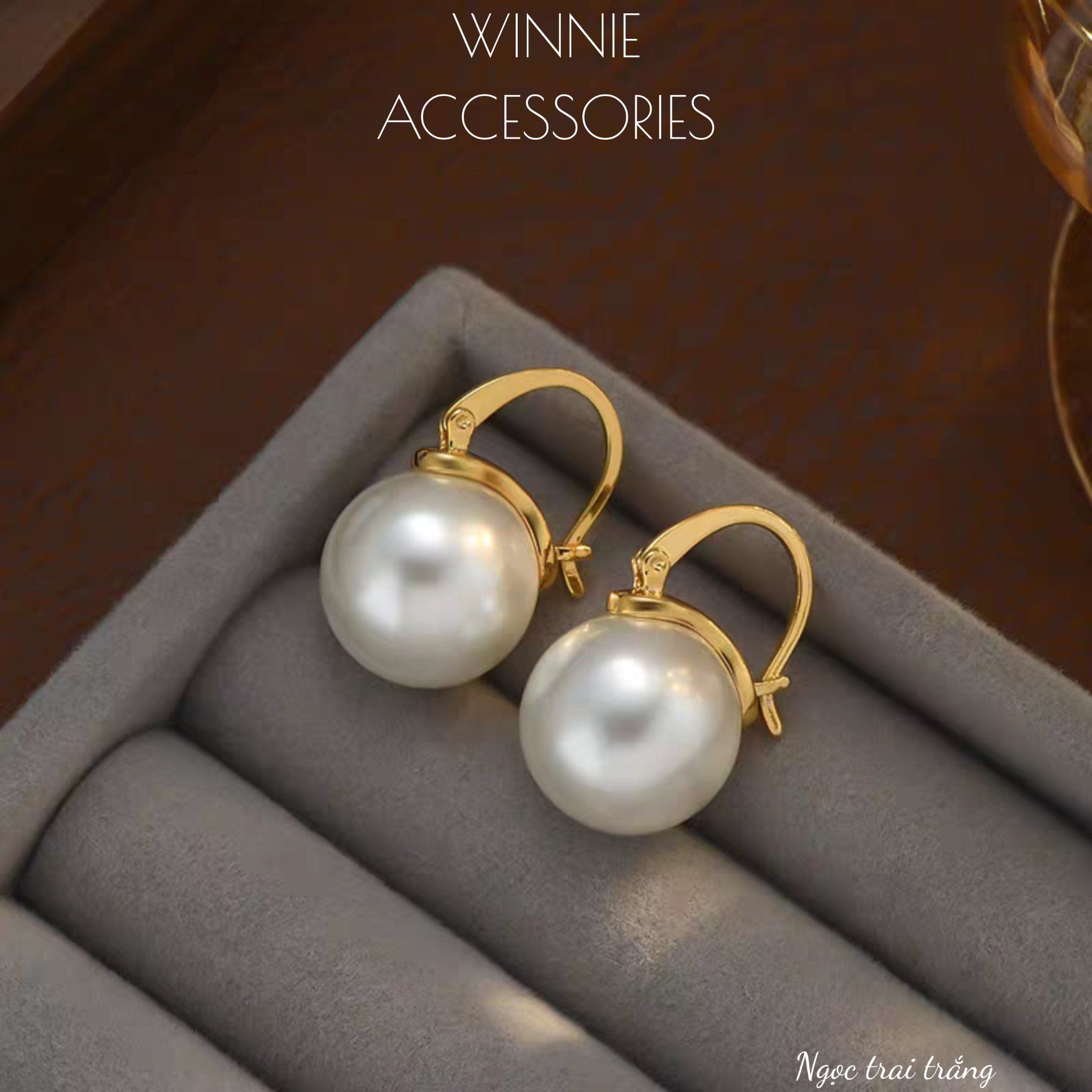  Hoa tai titan Ngọc trai trắng 