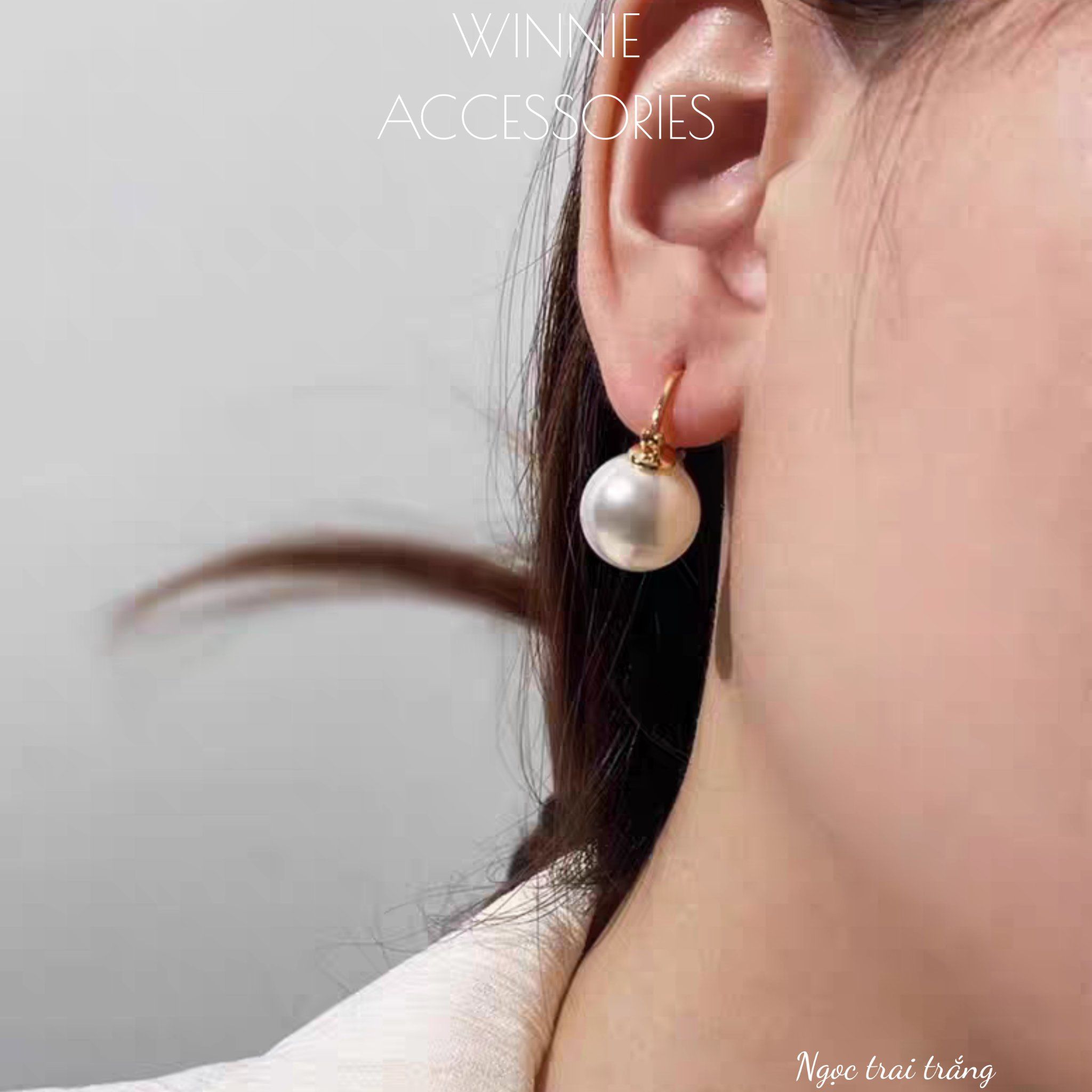  Hoa tai titan Ngọc trai trắng 