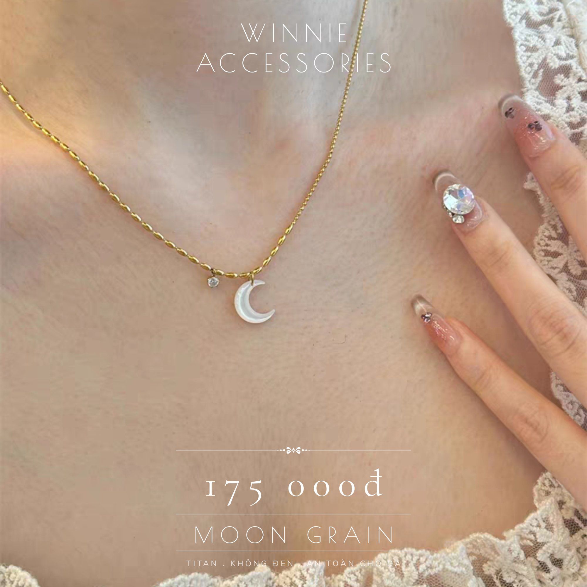  Dây chuyền titan Moon grain 