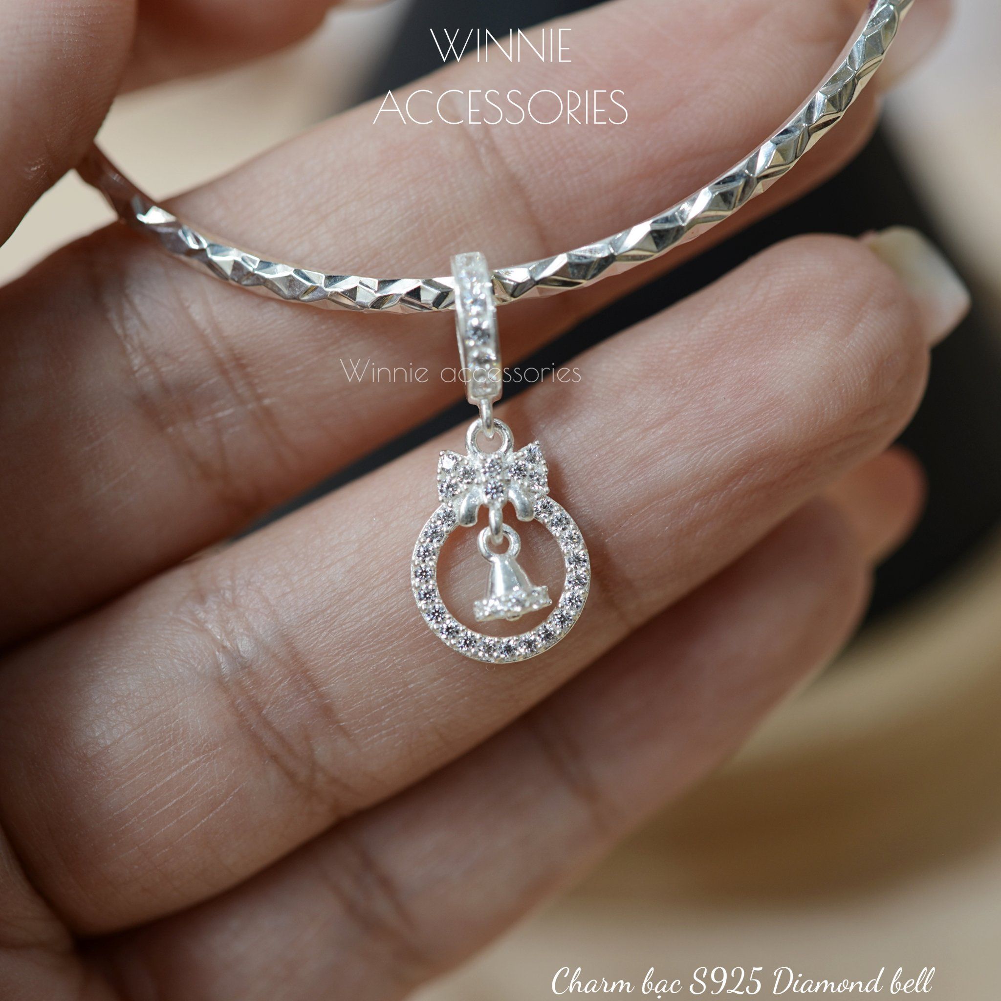  Charm Bạc S925 Diamond Bell 