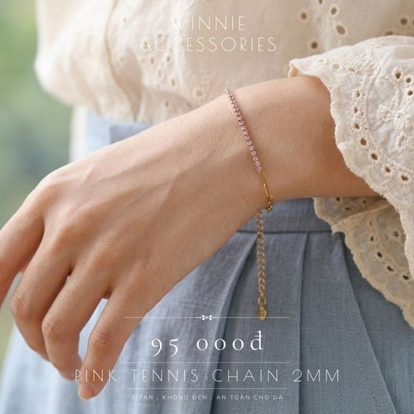  Lắc tay Titan Pink Tennis Chain 2mm VG 