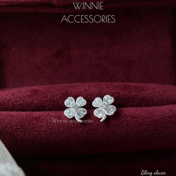  Hoa tai Bạc S925 Bling Clover 