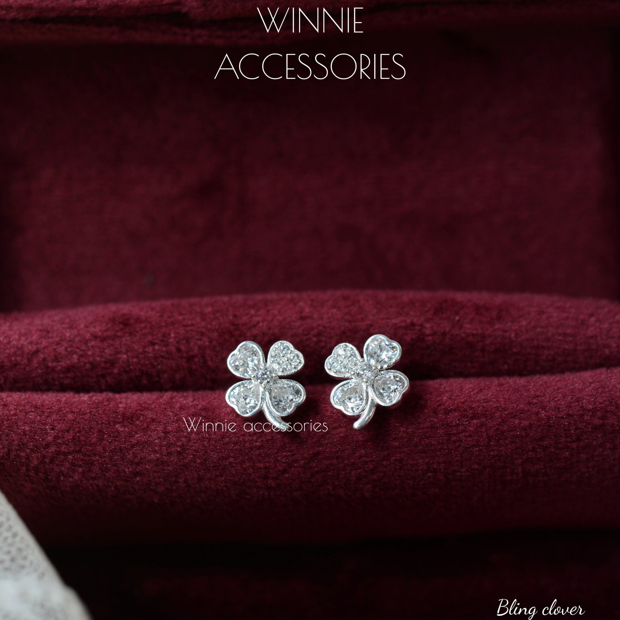  Hoa tai Bạc S925 Bling Clover 