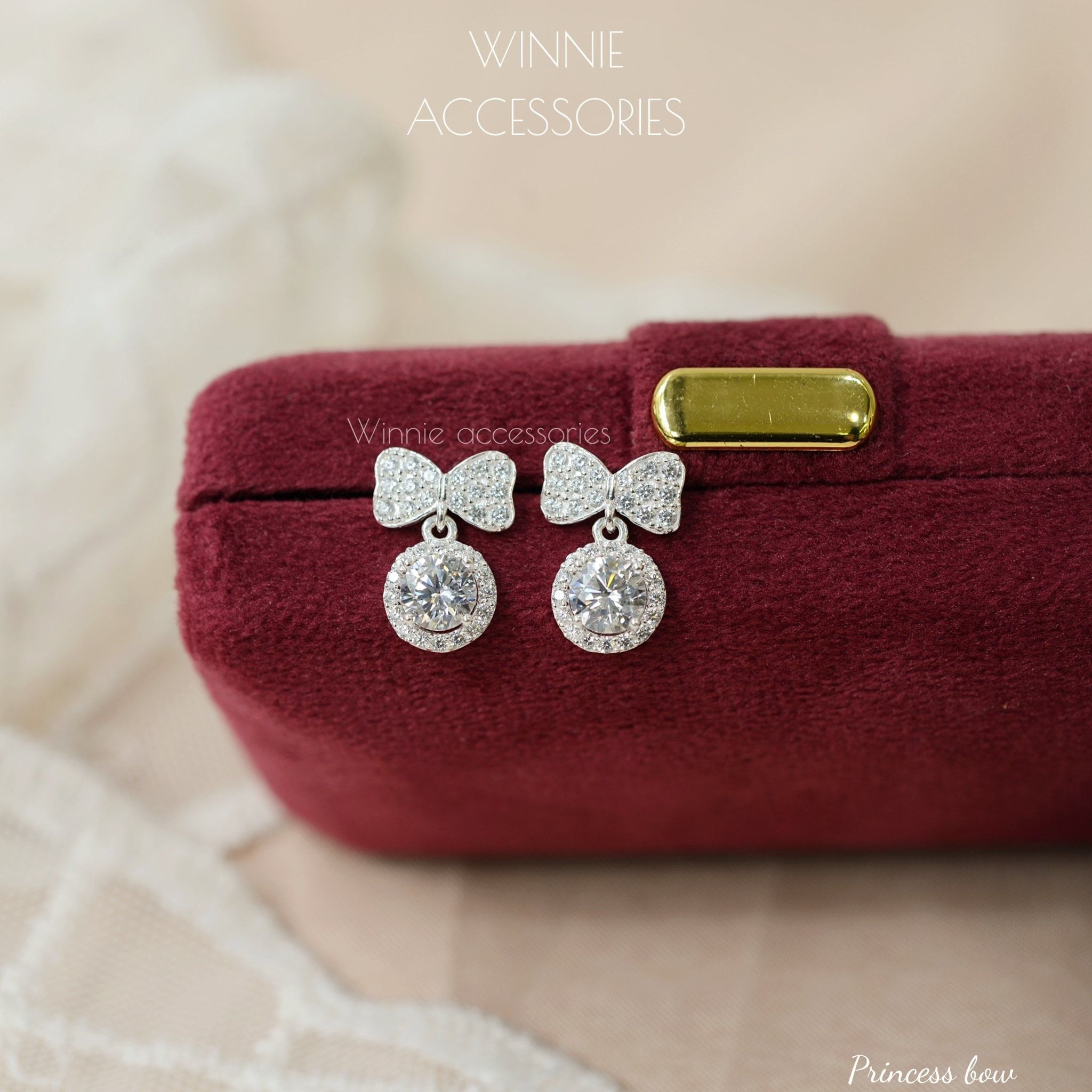  Hoa tai Bạc S925 Princess Bow 