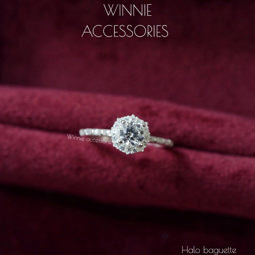  Nhẫn Bạc S925 Halo Baguette 
