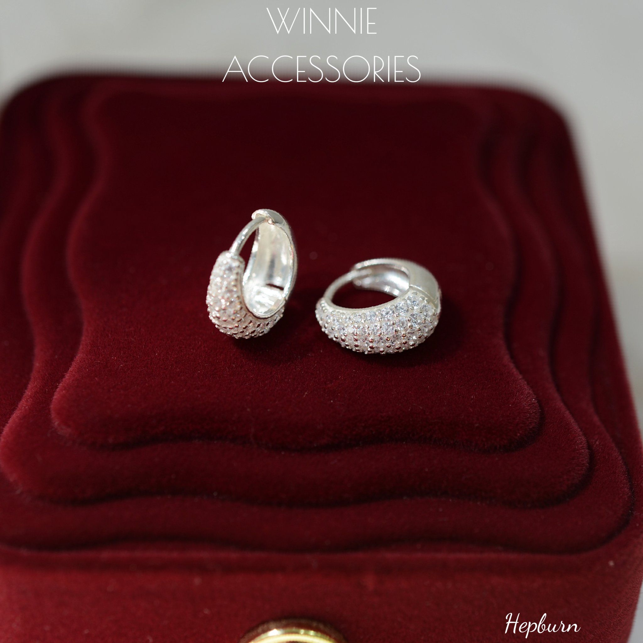  Hoa tai Bạc S925 Khoen Hepburn 