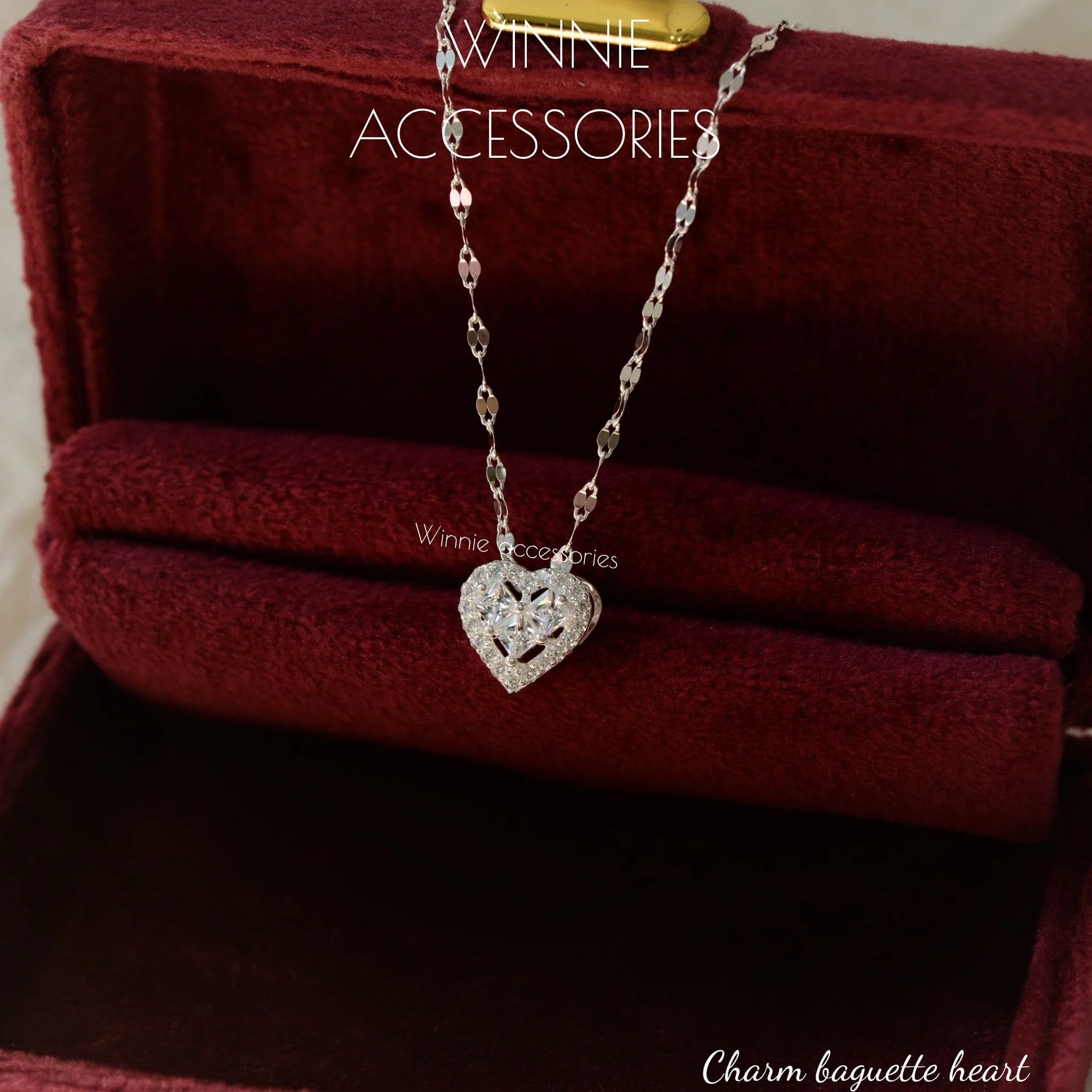  Charm Dây chuyền Bạc S925 Baguette Heart (không kèm dây) 