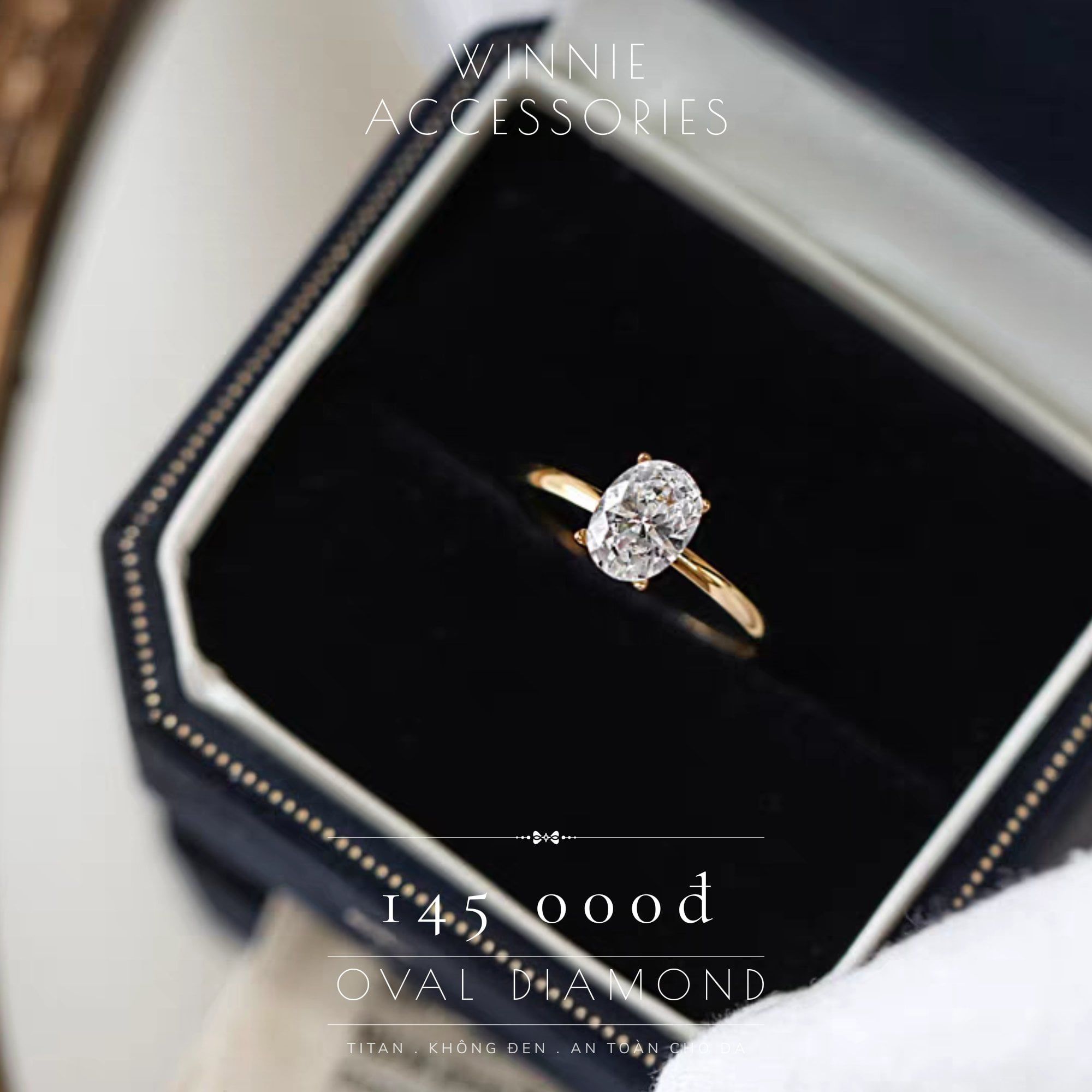  Nhẫn titan Oval Diamond 