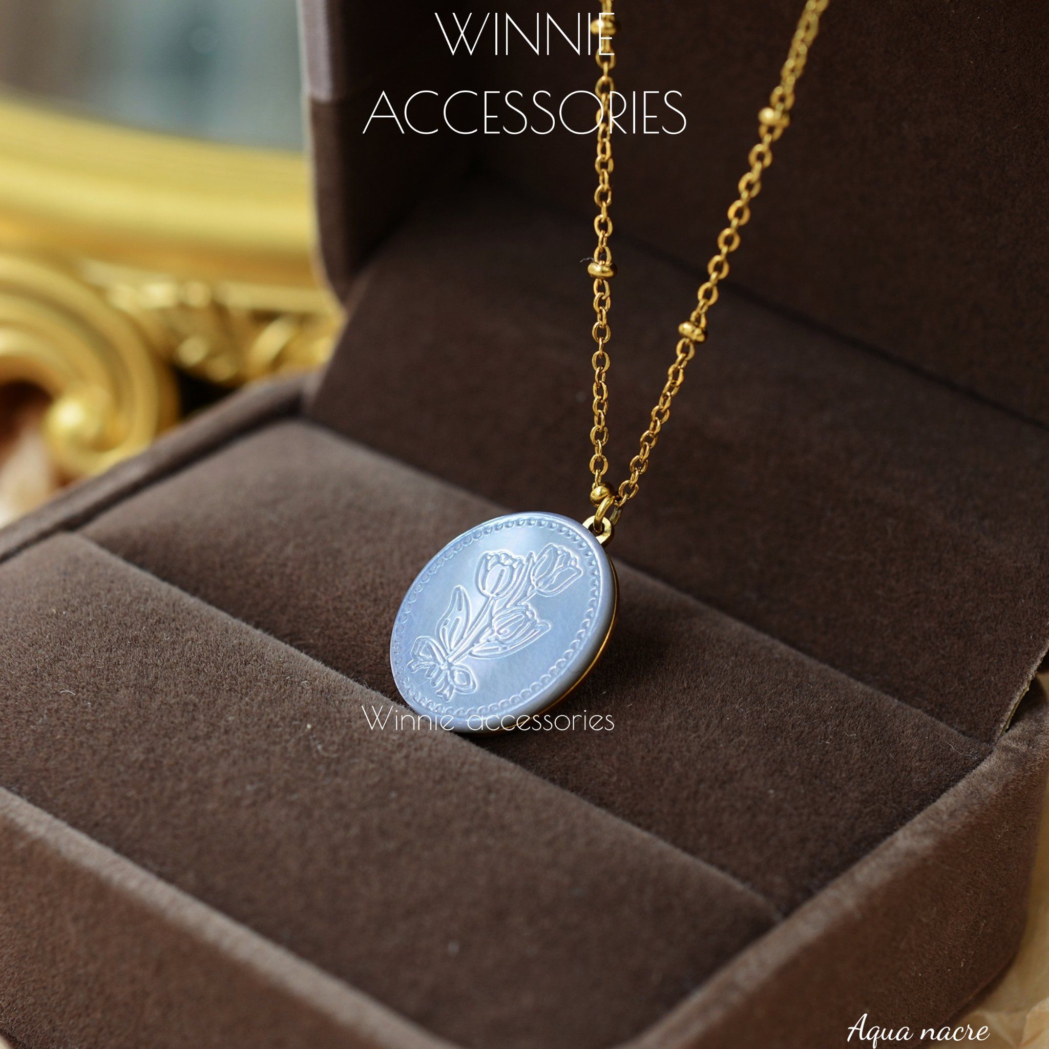  Dây chuyền titan Aqua nacre 