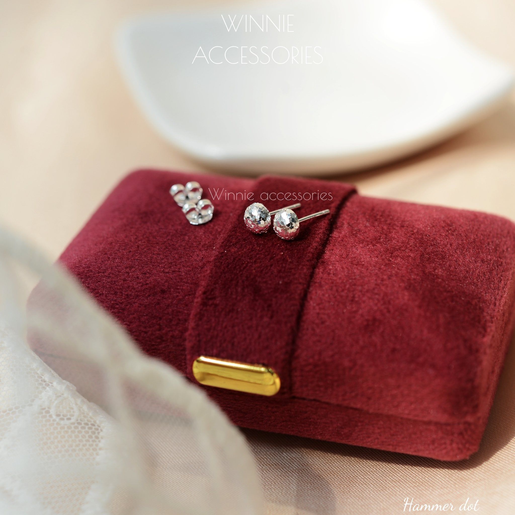  Hoa tai Bạc S925 Hammer Dot 