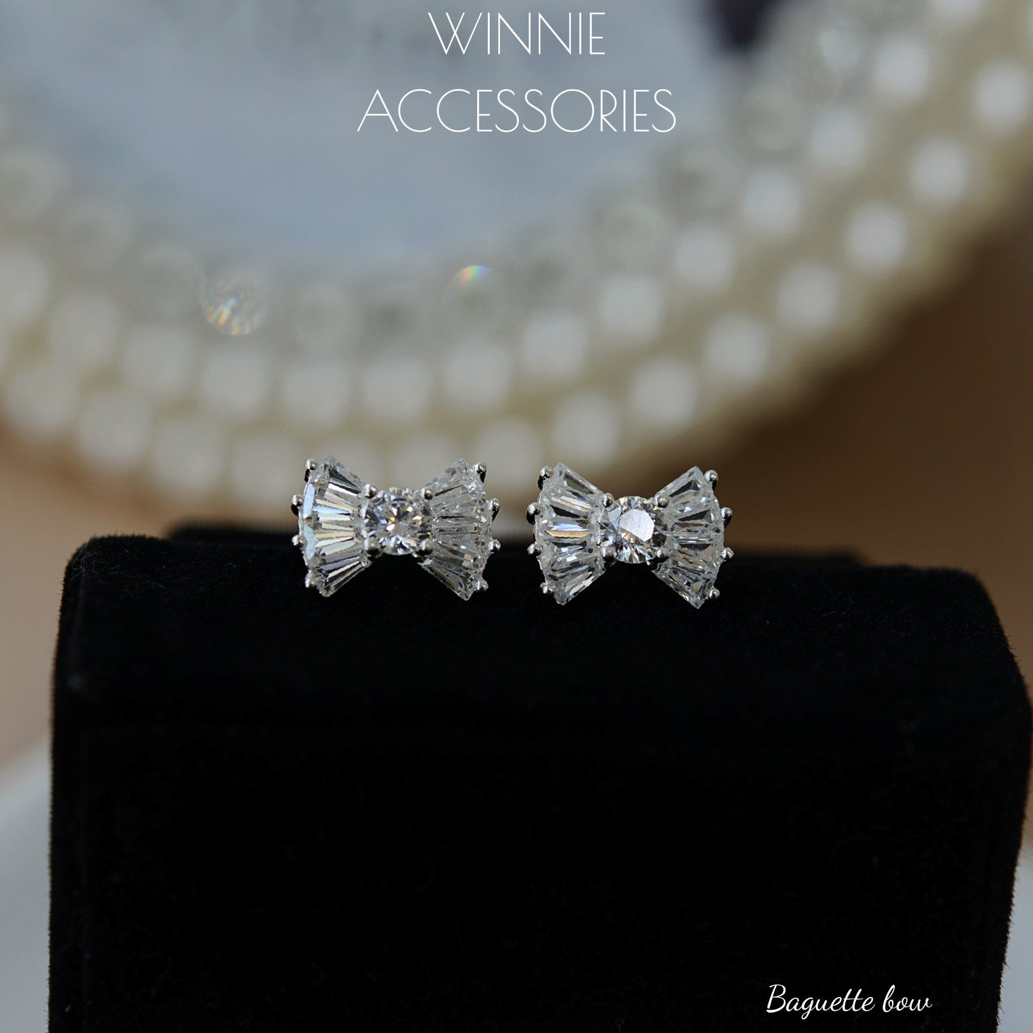  Hoa tai Bạc S925 Baguette Bow 