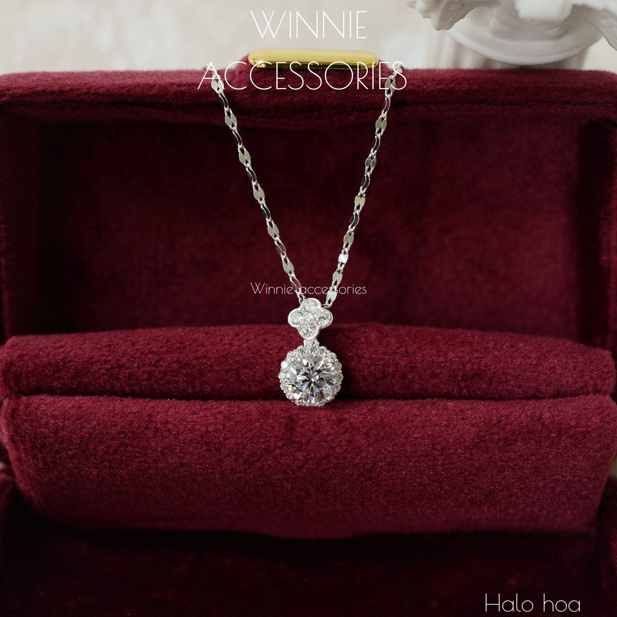  Charm Dây chuyền Bạc S925 Halo hoa (không kèm dây) 