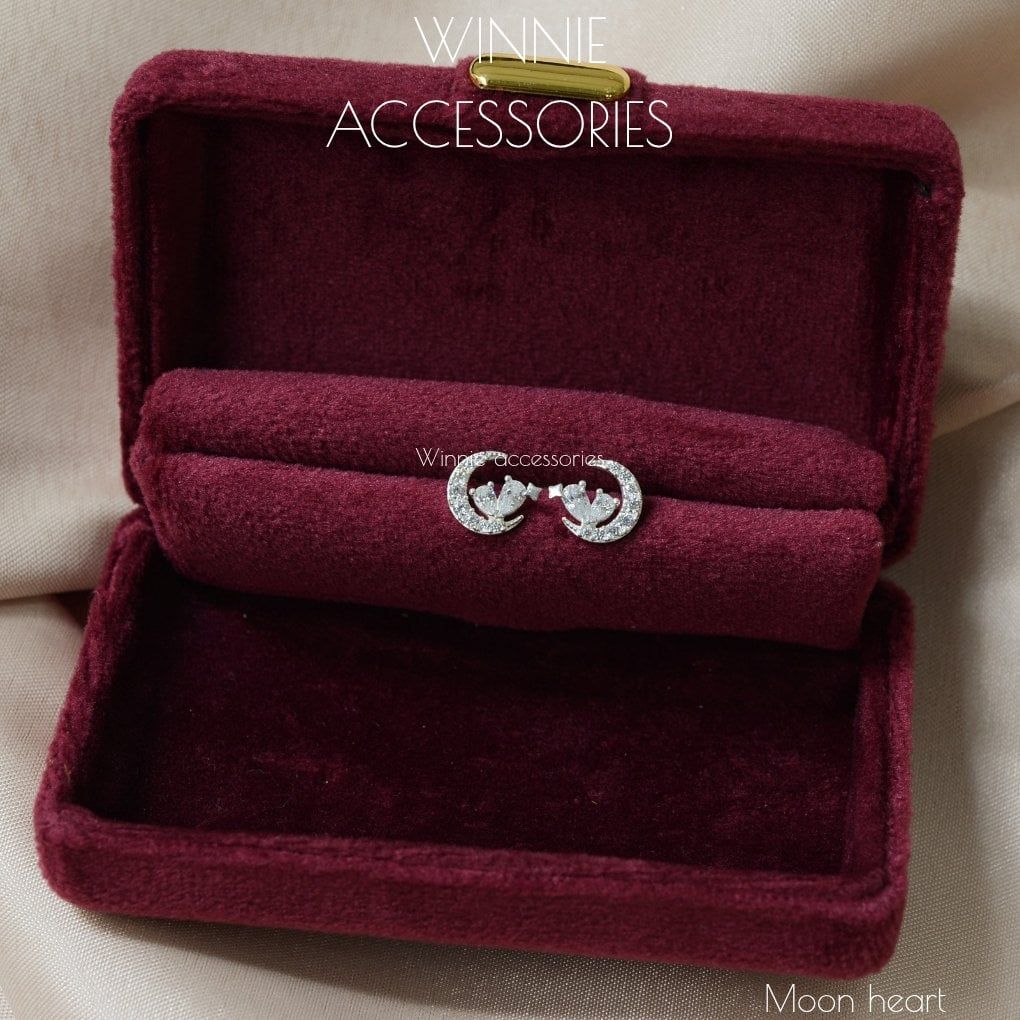  Hoa tai Bạc S925 Moon Heart 