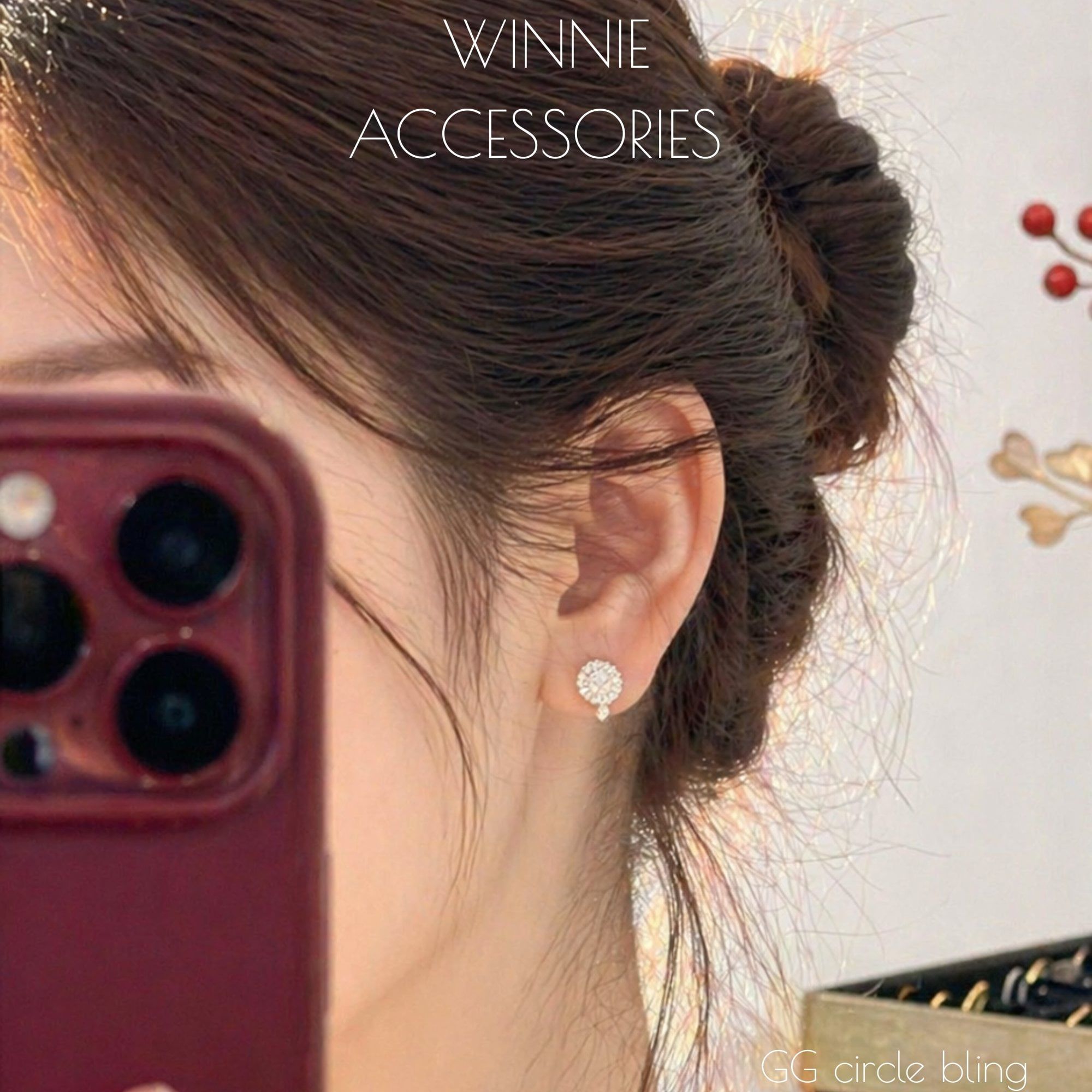  Hoa tai Bạc S925 GG Circle Bling 