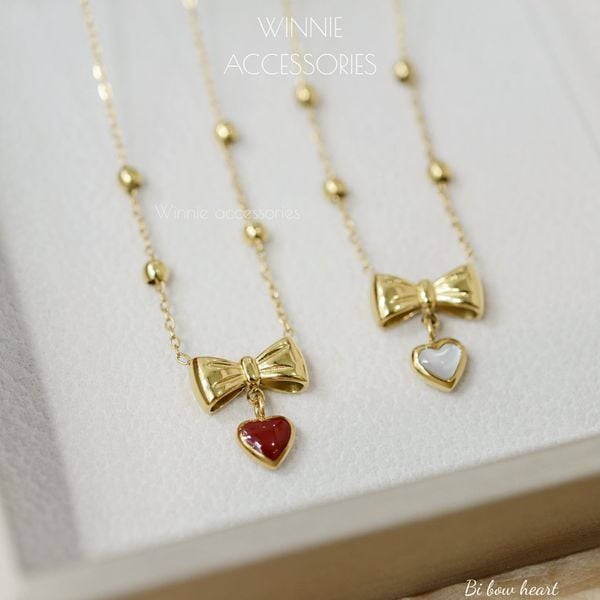  Dây chuyền Titan Bi Bow Heart 