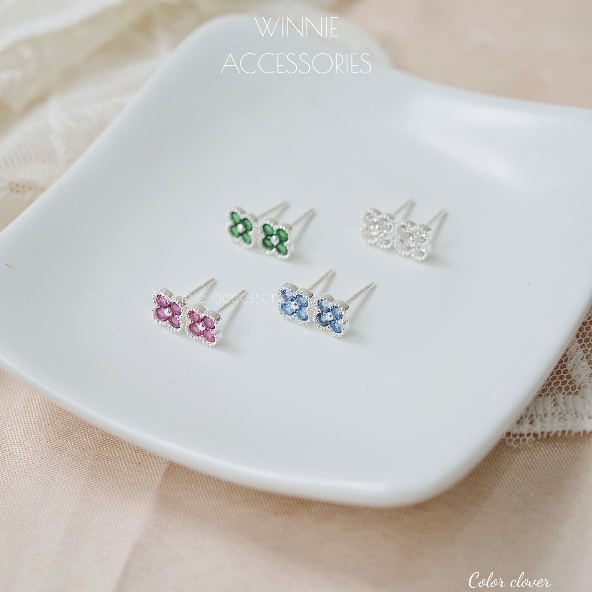  Hoa tai Bạc S925 Color Clover 