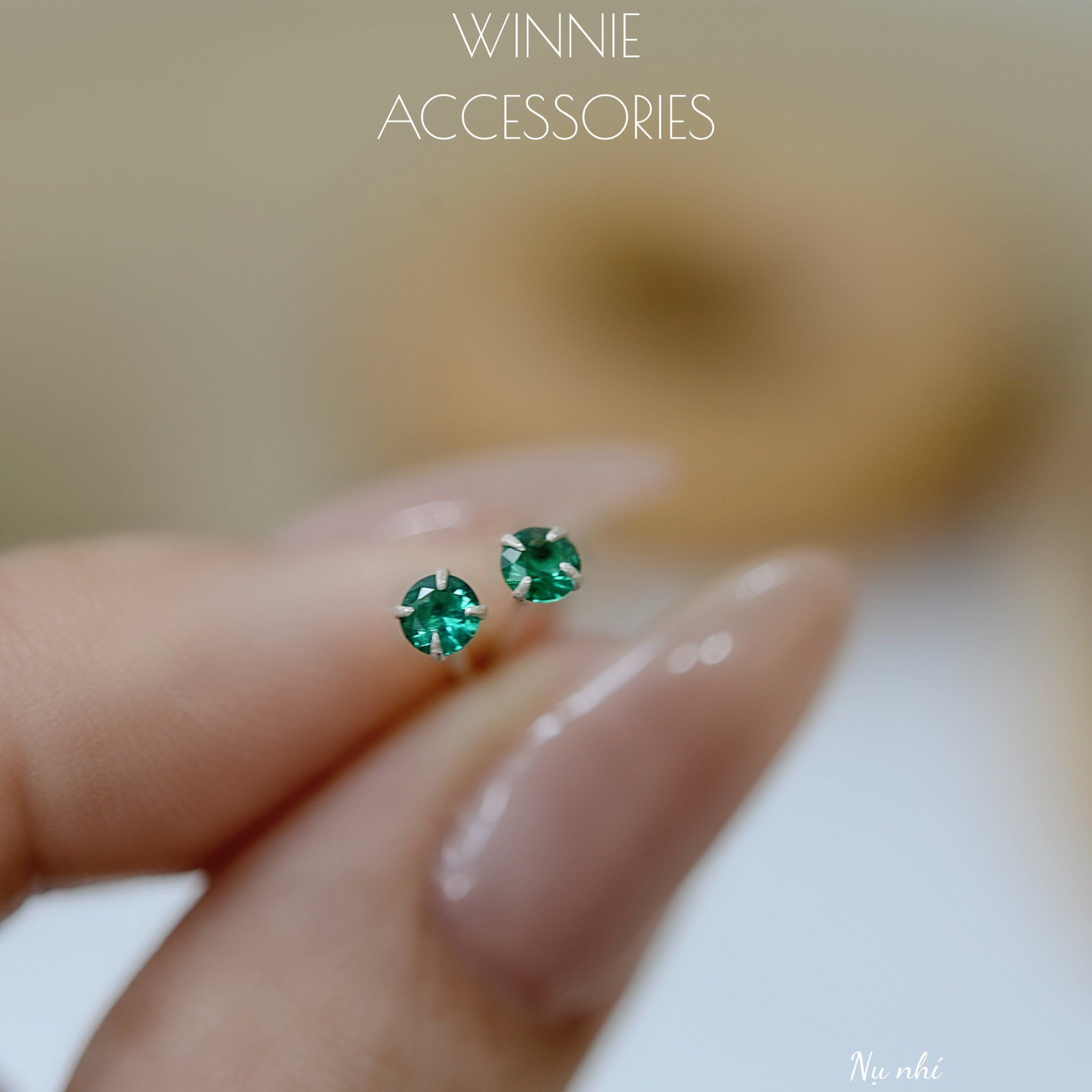  Hoa tai Bạc S925 đá nụ nhí 