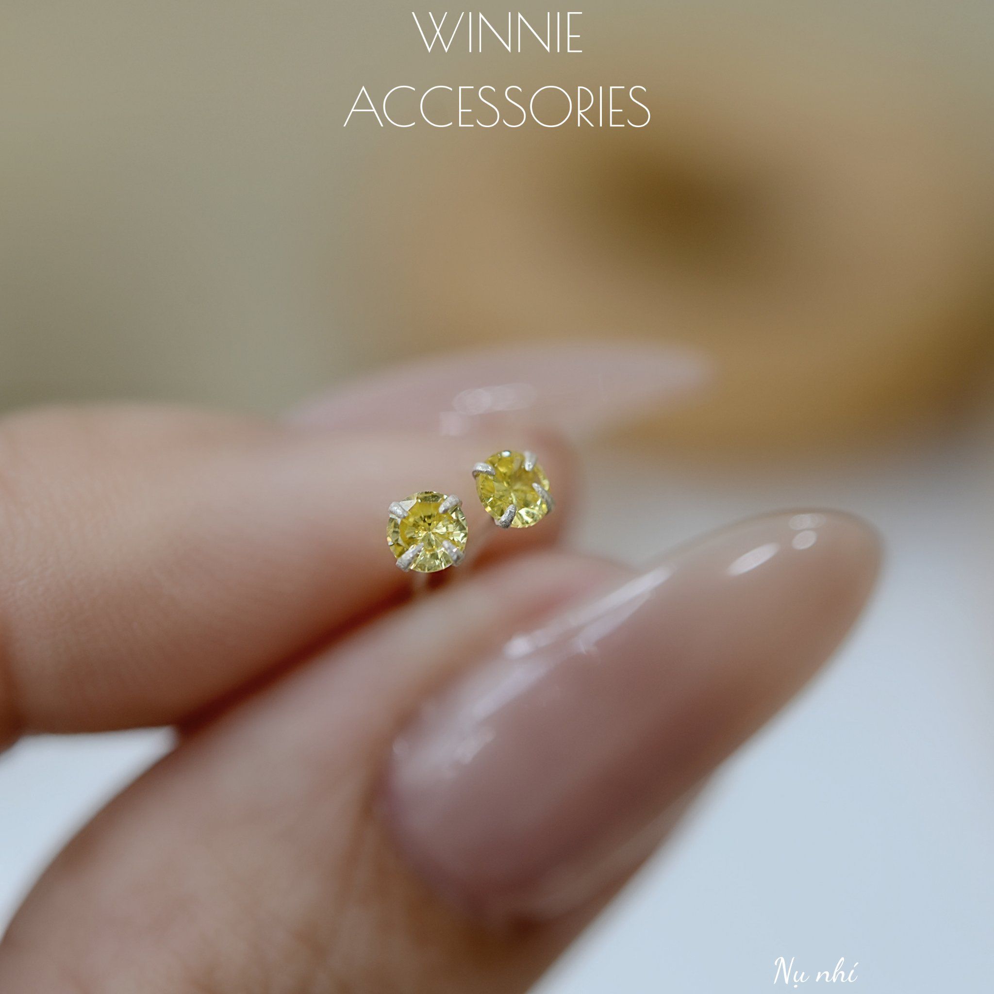  Hoa tai Bạc S925 đá nụ nhí 